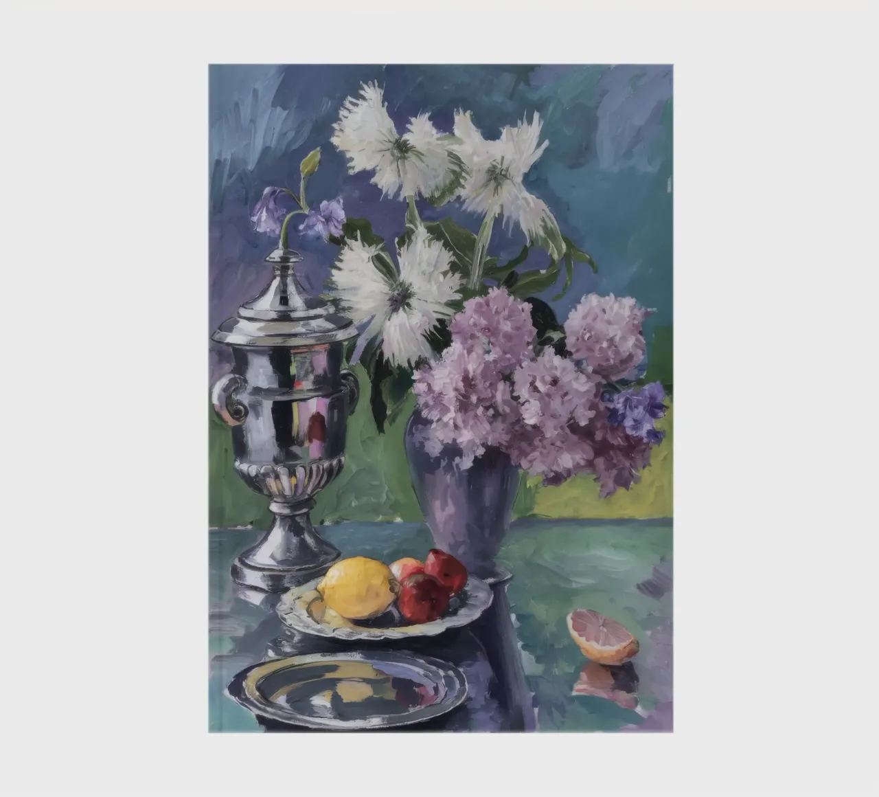 Lillà in brocca d'argento diario da Radiance Landscape