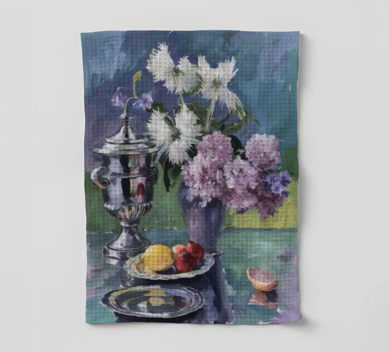 Lillà in brocca d'argento canovaccio da cucina da Radiance Landscape