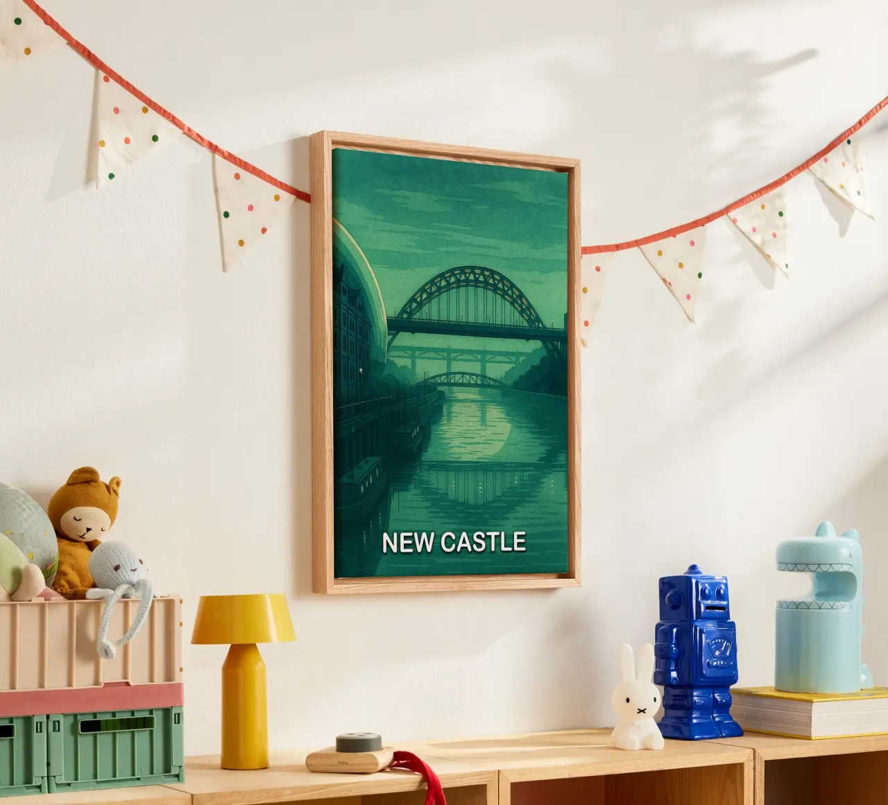 ilustrazione pittorica della città di new castle tela con Cornice a cassetta da Allghaniz