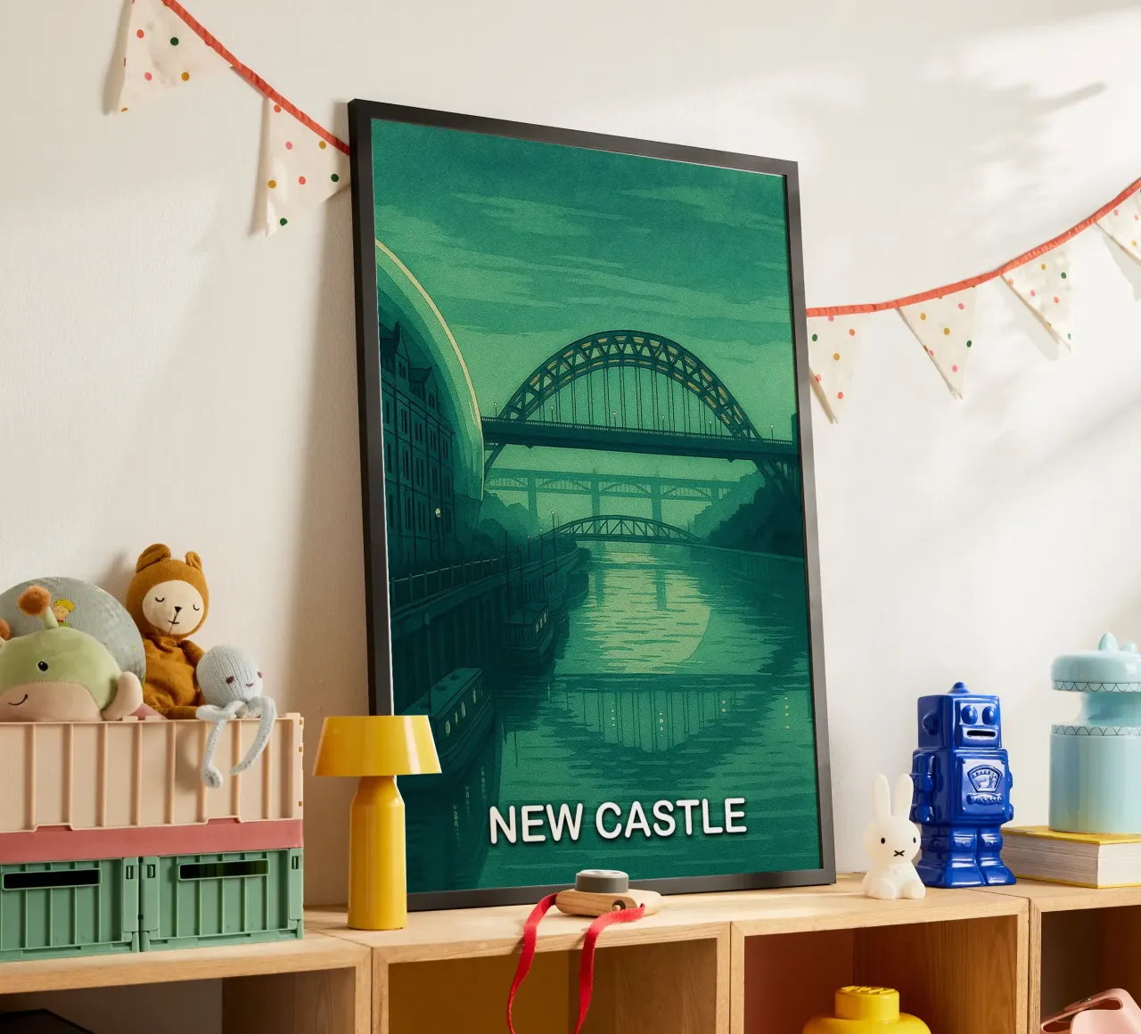 ilustrazione pittorica della città di new castle poster da Allghaniz