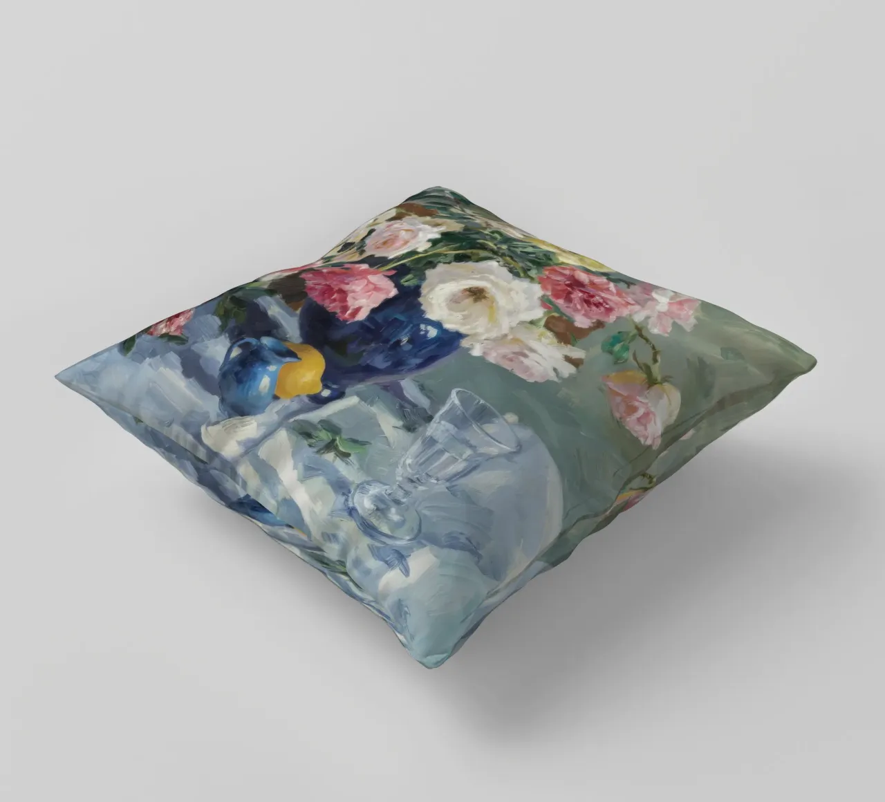 Vaso di rose azzurre cuscino da Radiance Landscape