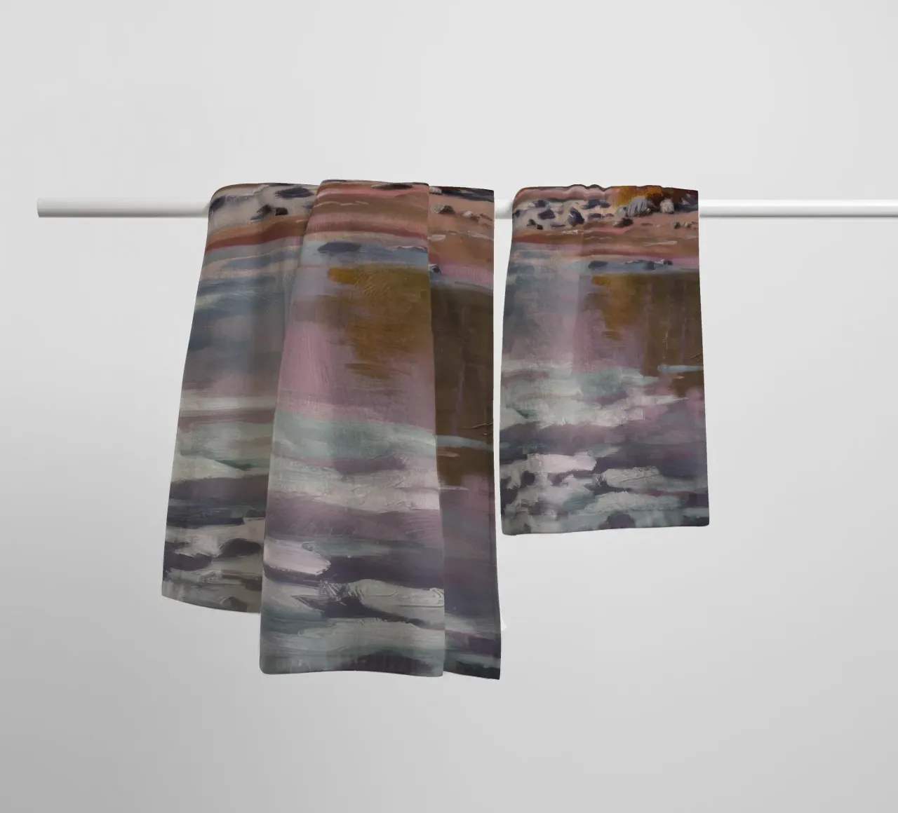 Frozen Lake Twilight towel by Radiance Landscape