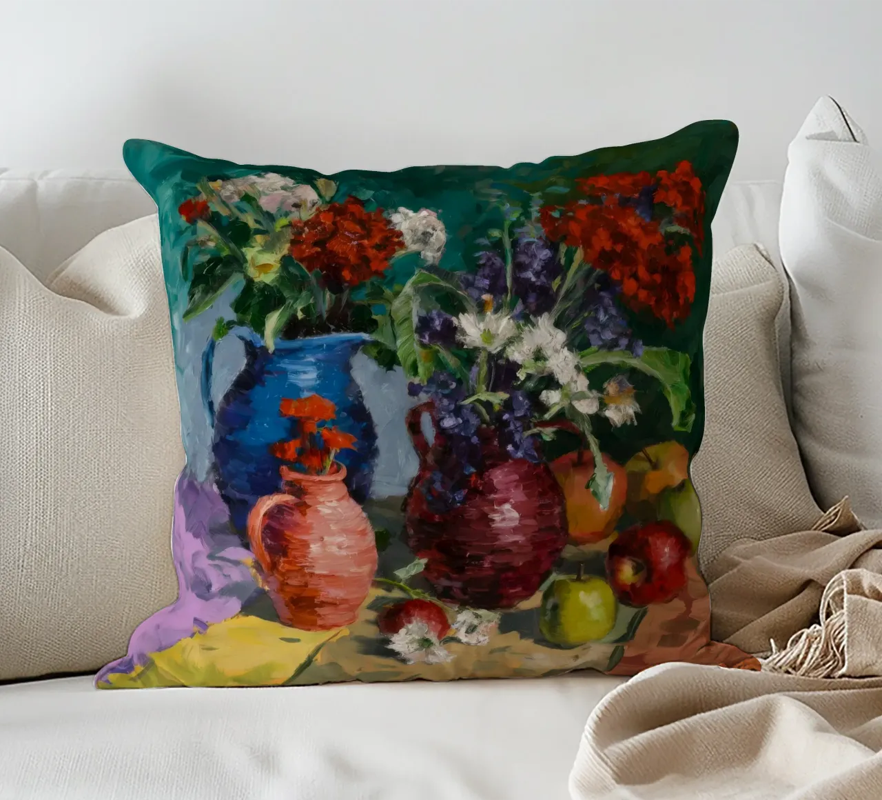 Harvest Jug Bounty decorative cushion by Radiance Landscape