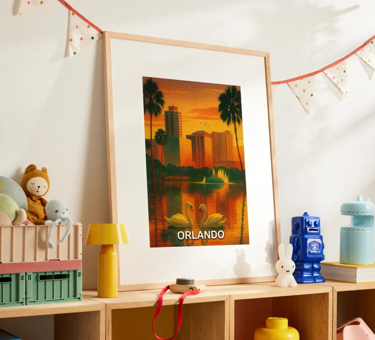 ilustrazione pittorica della città di orlando poster con telaio in legno da Allghaniz