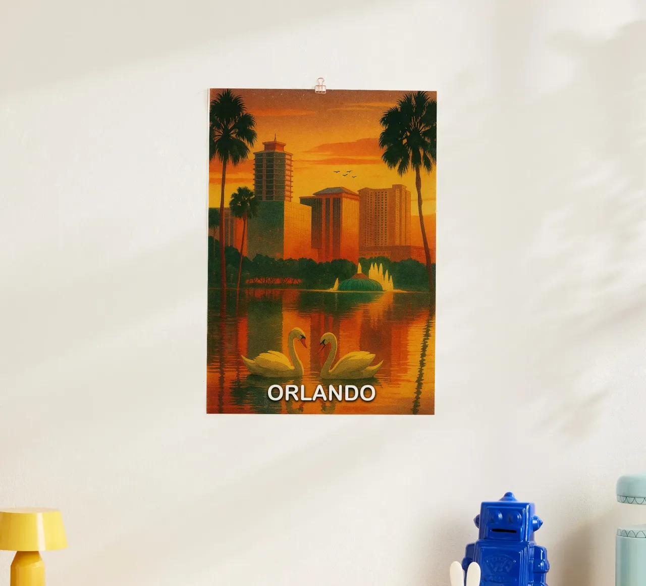 ilustrazione pittorica della città di orlando poster con telaio in legno da Allghaniz