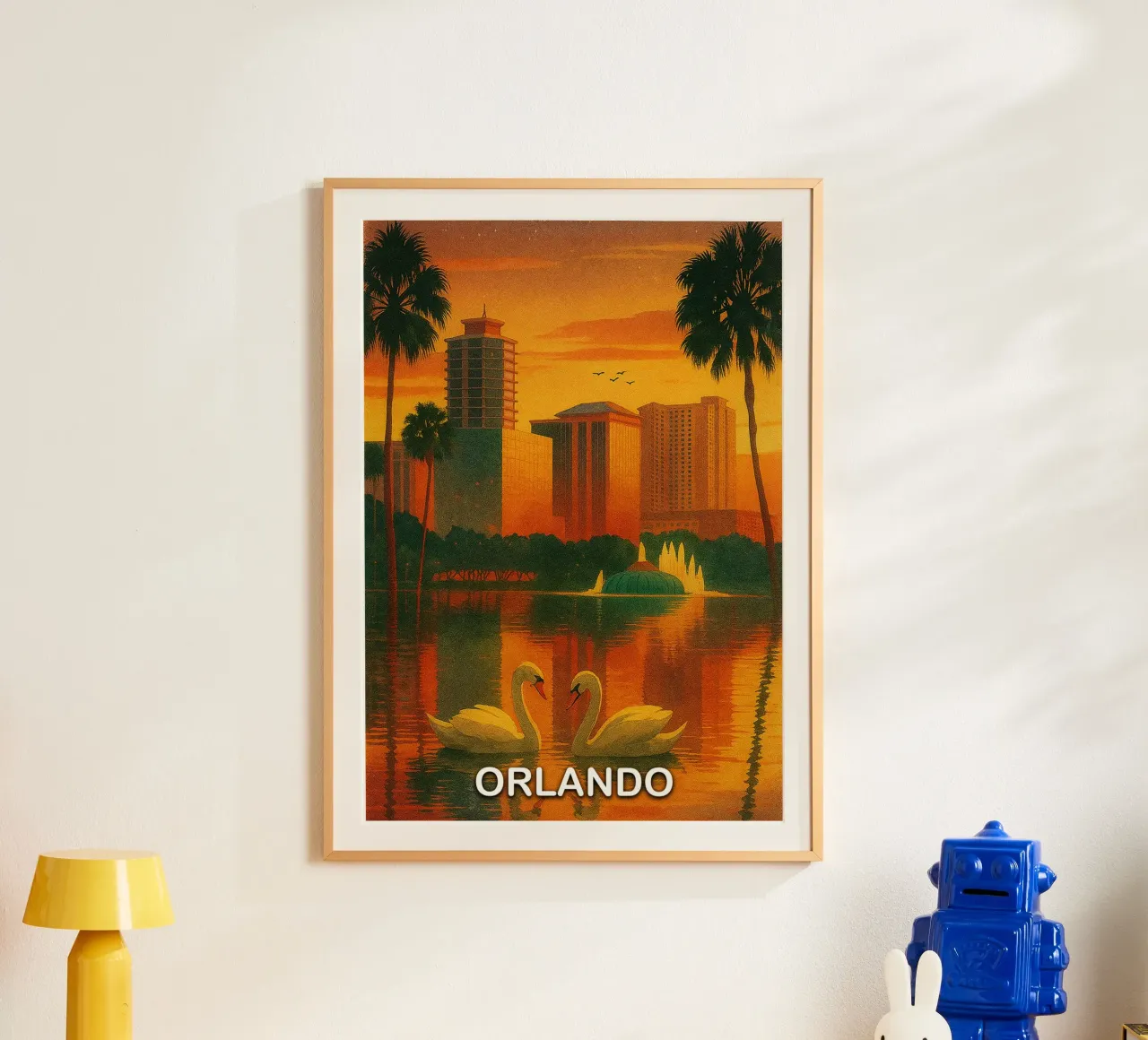 ilustrazione pittorica della città di orlando poster con telaio in legno da Allghaniz