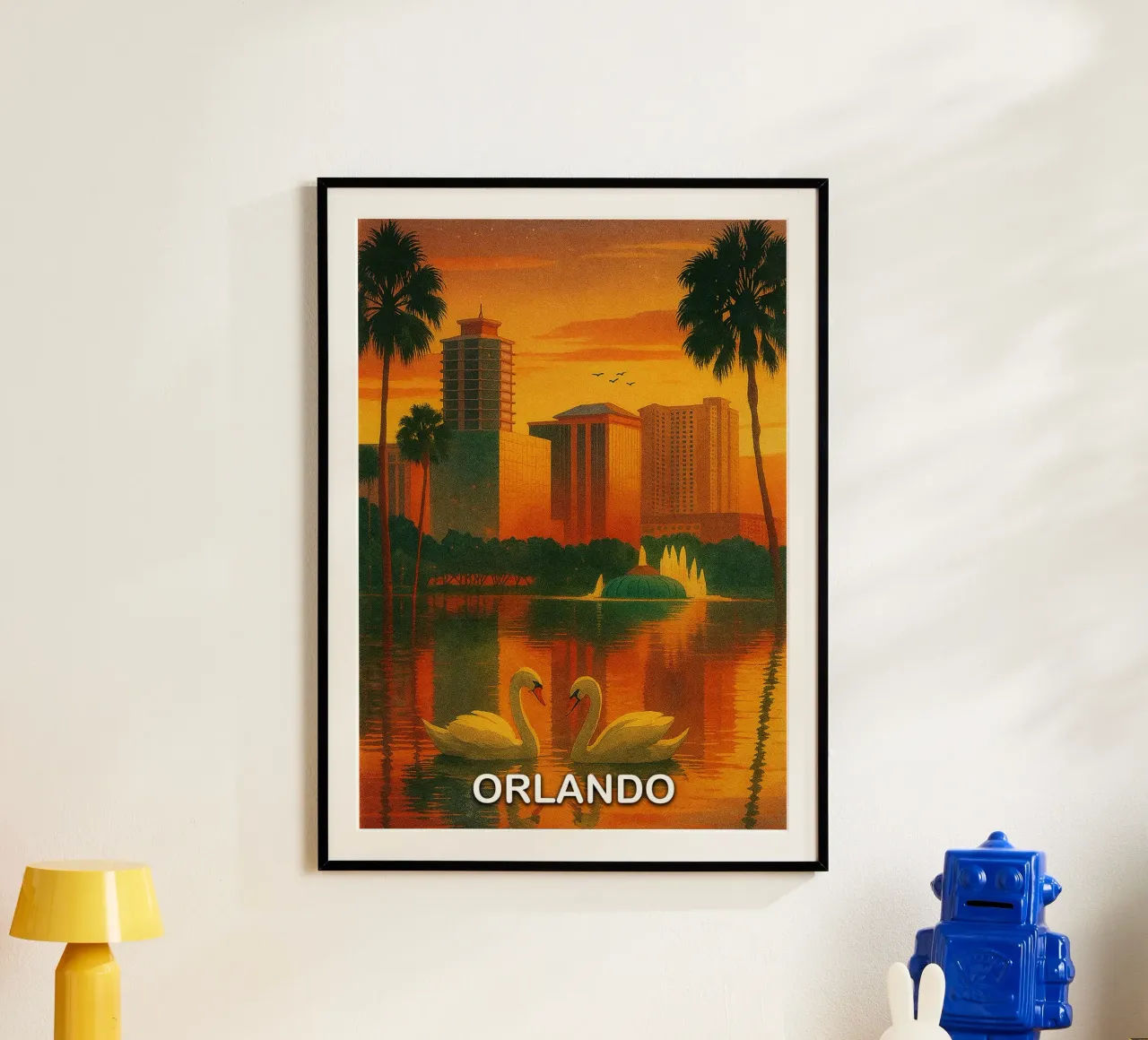 ilustrazione pittorica della città di orlando poster con telaio in legno da Allghaniz