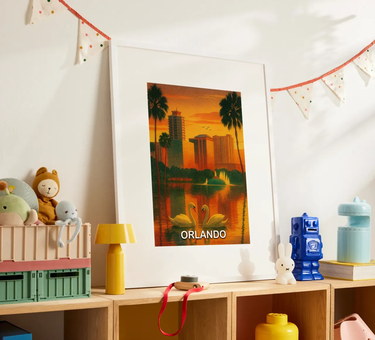 ilustrazione pittorica della città di orlando poster con telaio in legno da Allghaniz