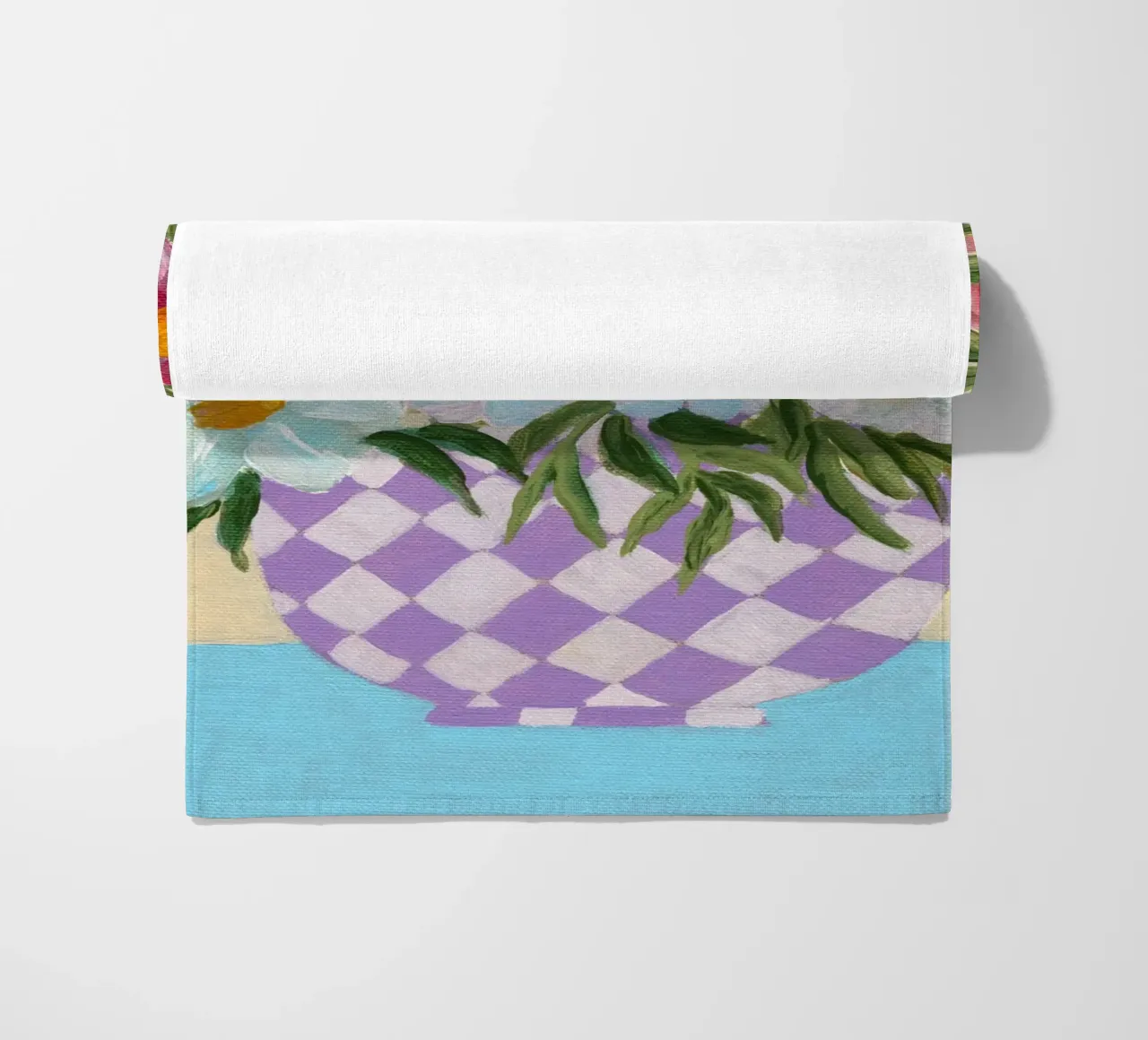 Checkered Floral Pot beach towel by Nikitajariwala