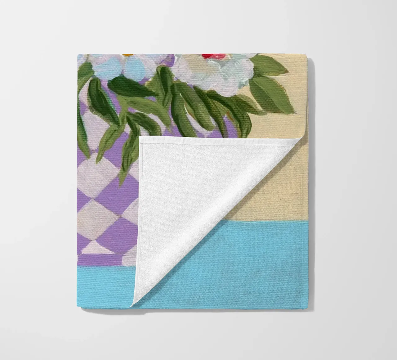 Checkered Floral Pot beach towel by Nikitajariwala