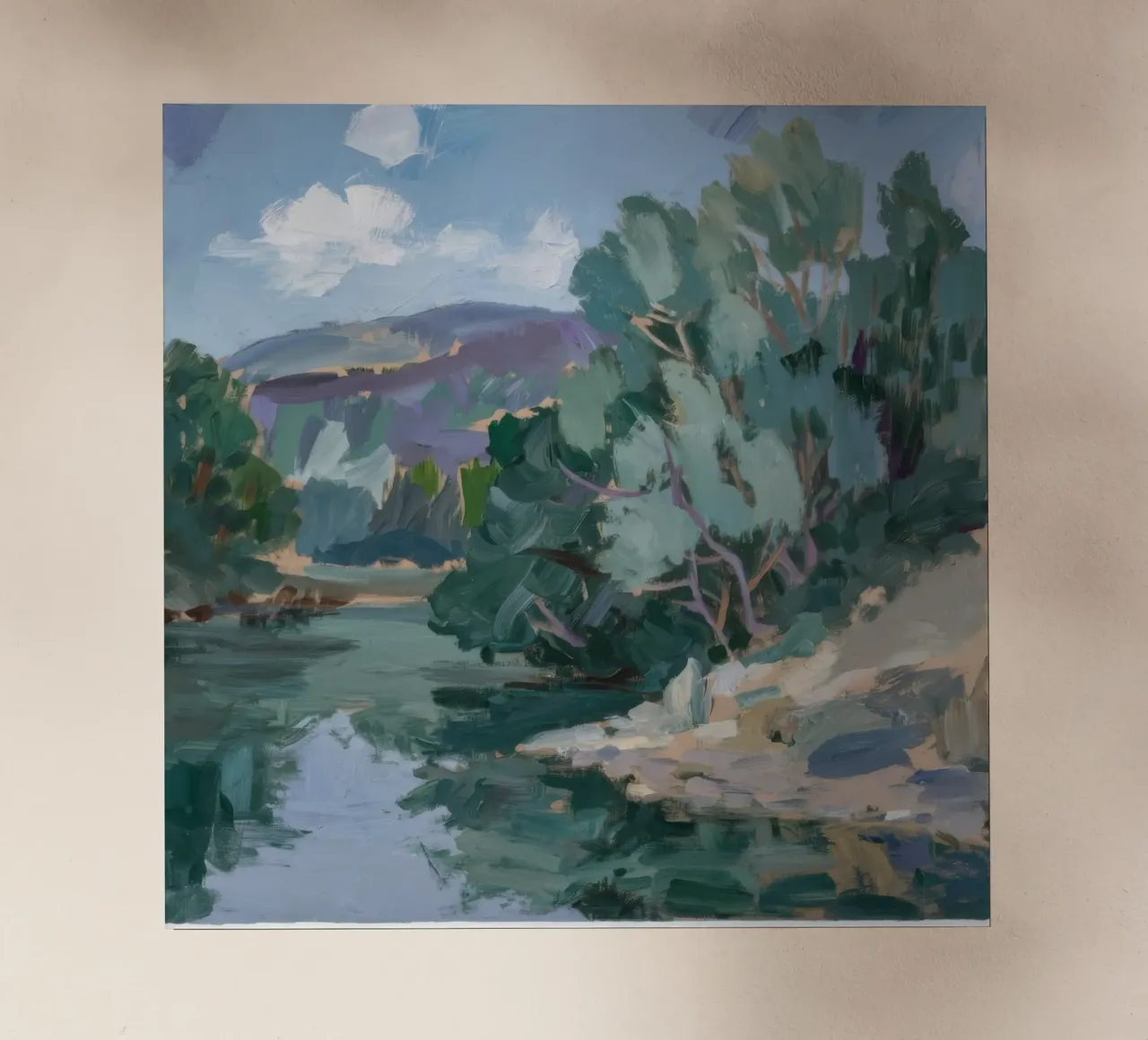 Riverbank's Verdant Calm backlit film by Radiance Landscape