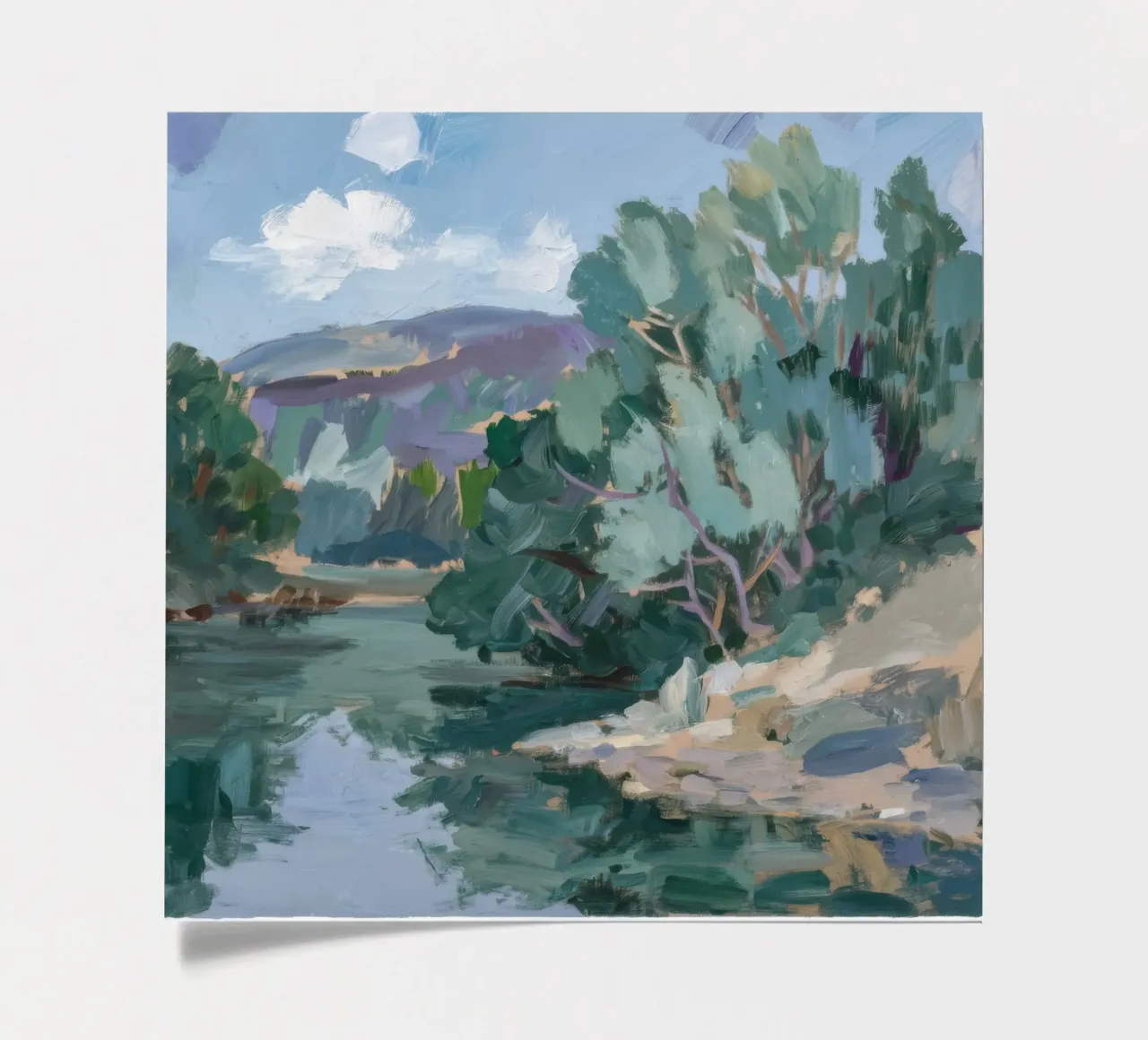 Le calme verdoyant de Riverbank planche autocollant de Radiance Landscape