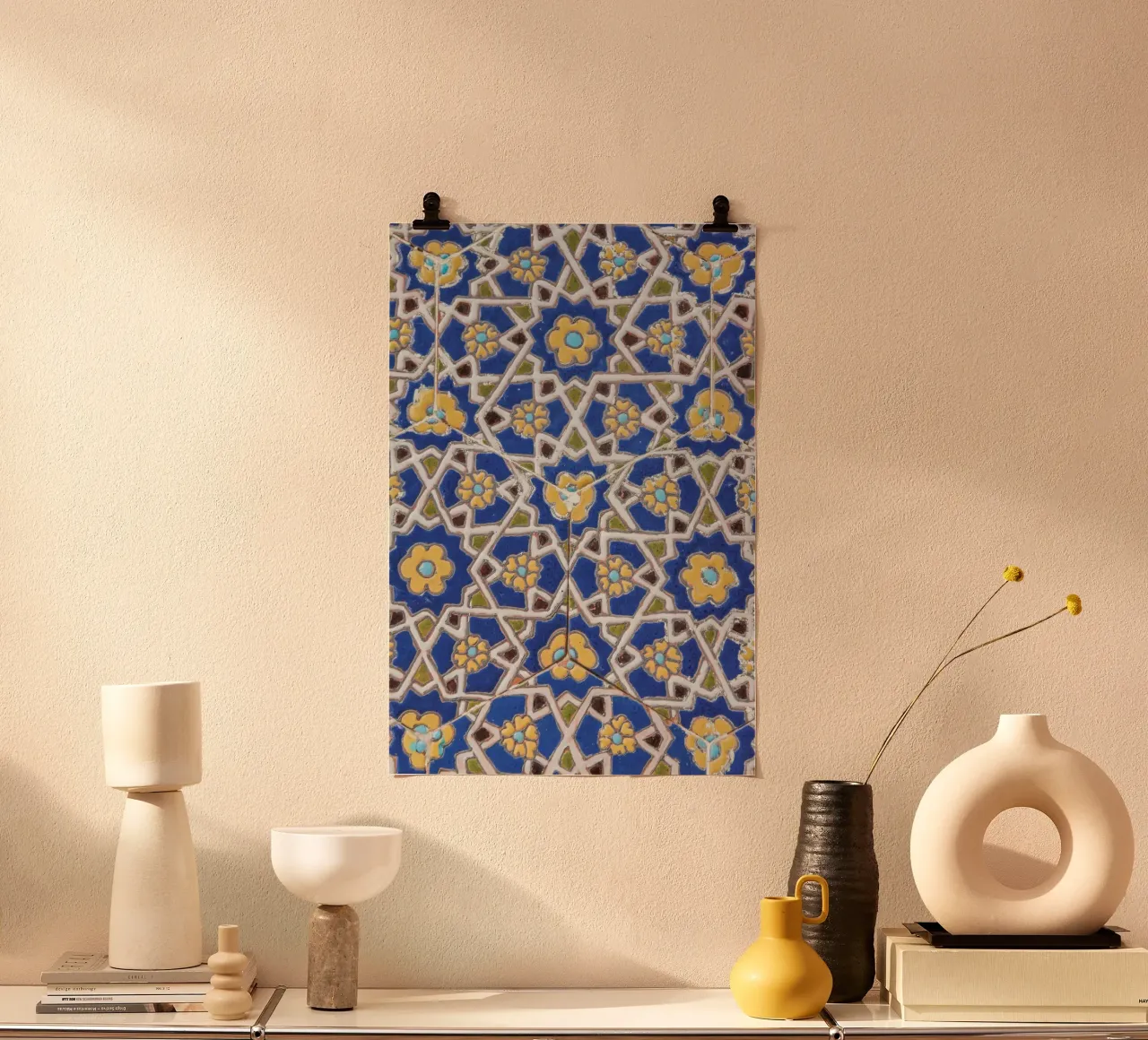 Yellow and blue tiles poster con telaio in alluminio da photolovers