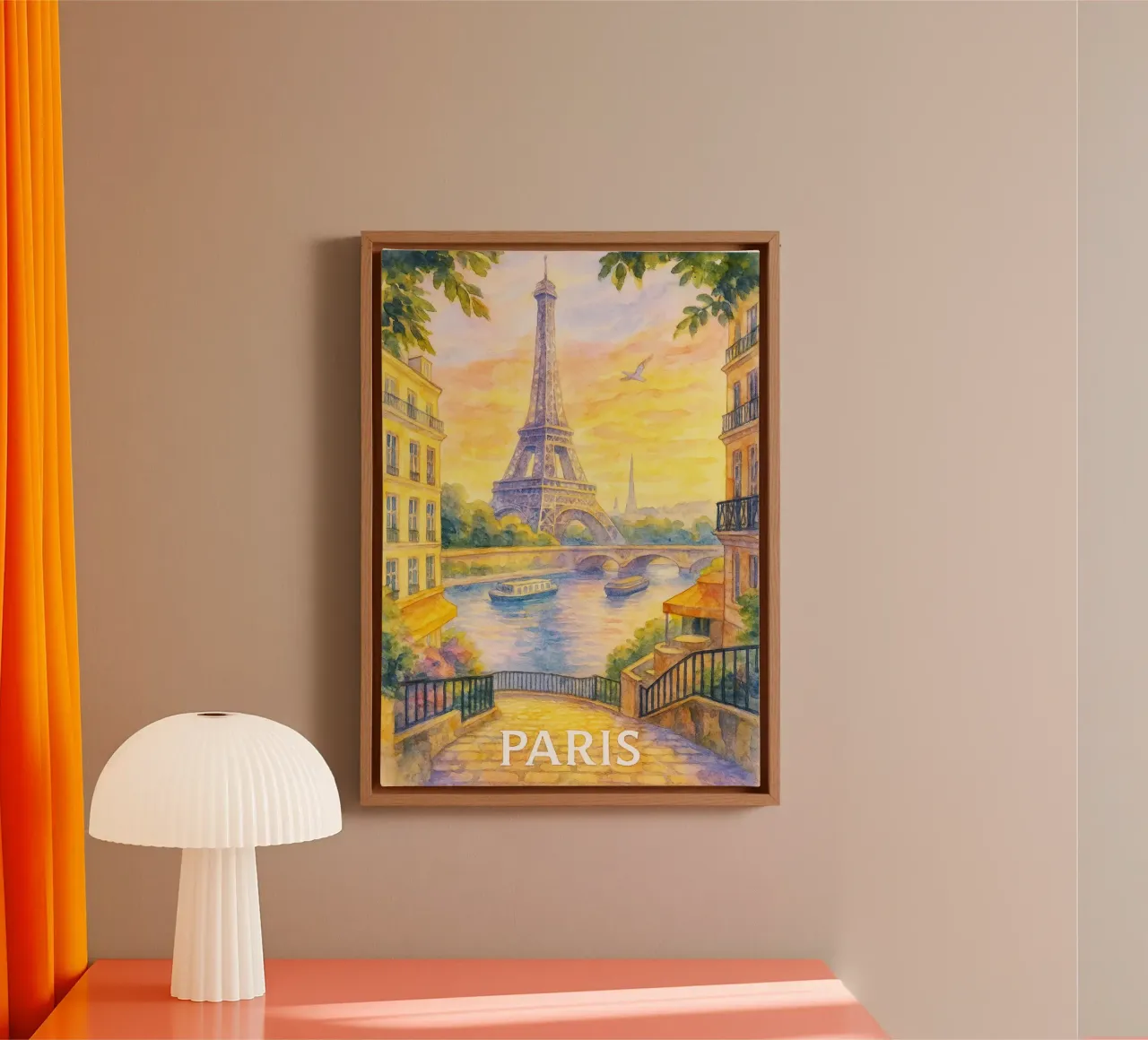 Parigi città pittura ilustrazione tela con Cornice a cassetta da Allghaniz