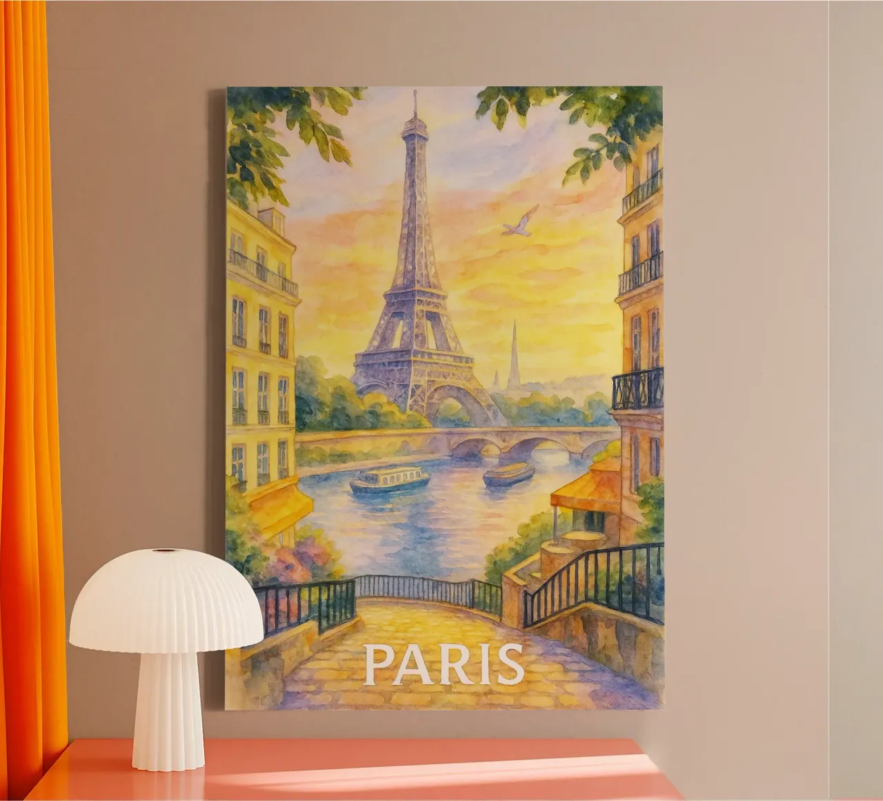 Parigi città pittura ilustrazione tela con Cornice a cassetta da Allghaniz