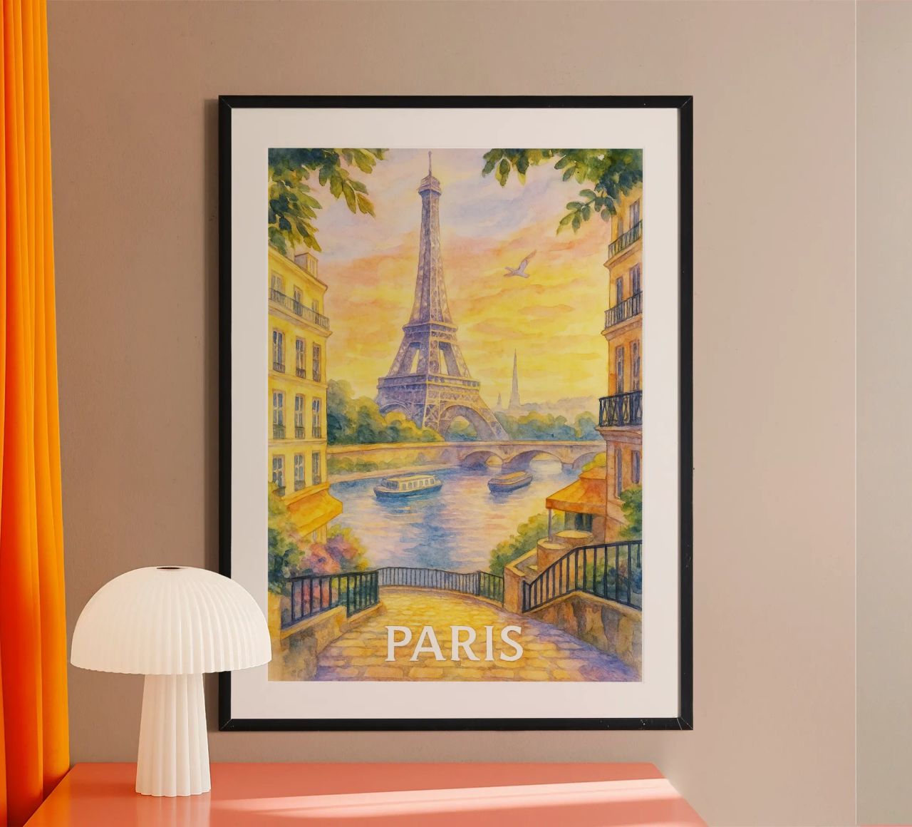 paris stadt malerei ilustration Poster von Allghaniz