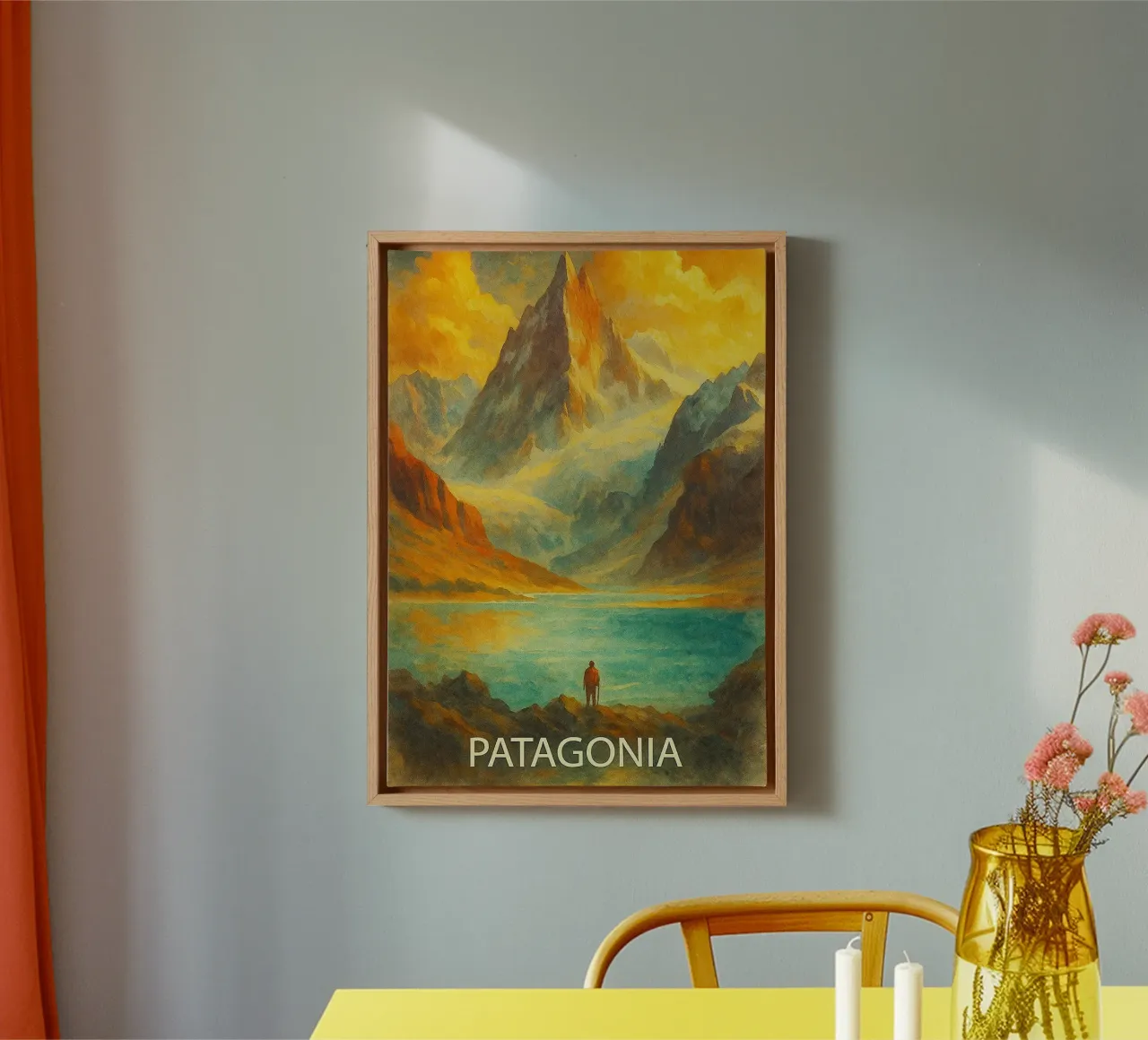 ilustrazione pittorica della città di patagonia tela con Cornice a cassetta da Allghaniz