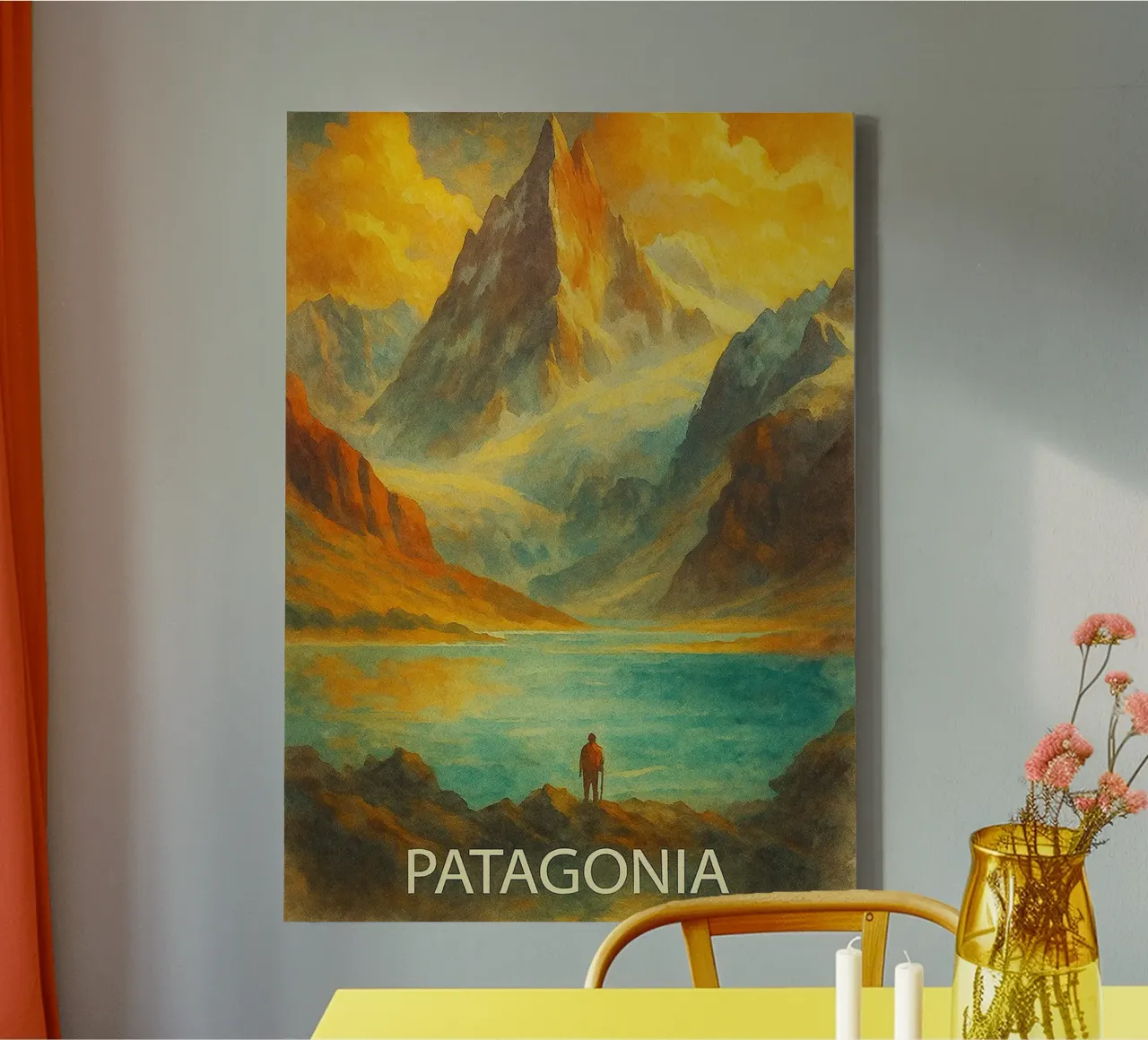 ilustrazione pittorica della città di patagonia tela con Cornice a cassetta da Allghaniz