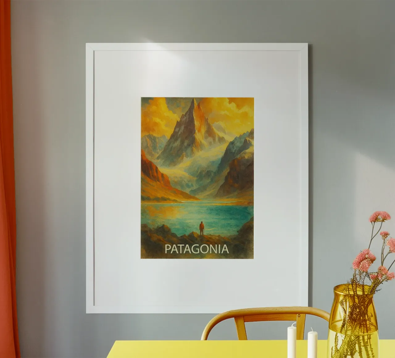 ilustrazione pittorica della città di patagonia poster con telaio in alluminio da Allghaniz