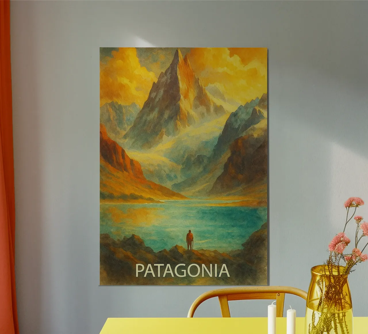 ilustrazione pittorica della città di patagonia poster con telaio in alluminio da Allghaniz