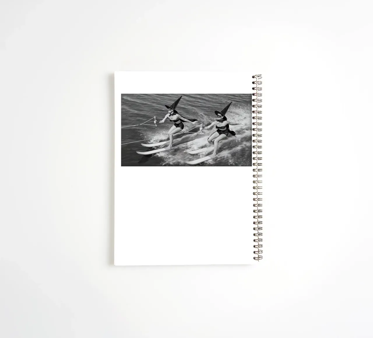 Waterskiing Witches spiral notebook by Black And White
