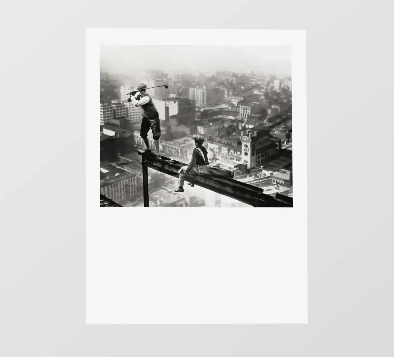 GOLF d'epoca su uno SKYSCRAPER telo in pvc da Black And White