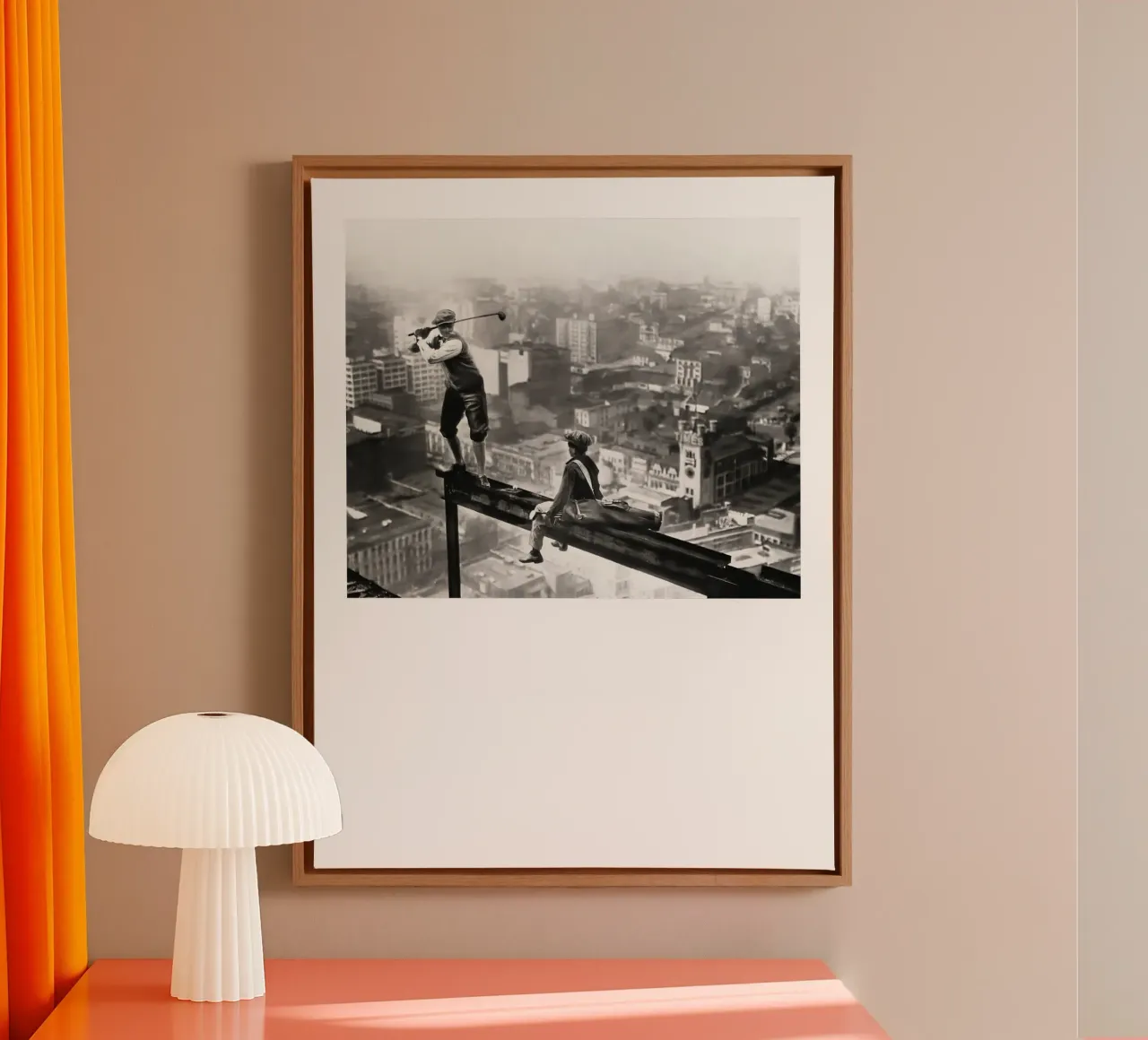 GOLF d'epoca su uno SKYSCRAPER tela con Cornice a cassetta da Black And White