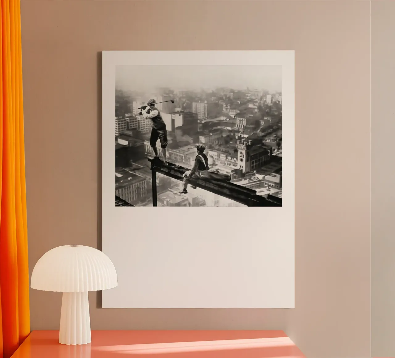 GOLF d'epoca su uno SKYSCRAPER tela con Cornice a cassetta da Black And White