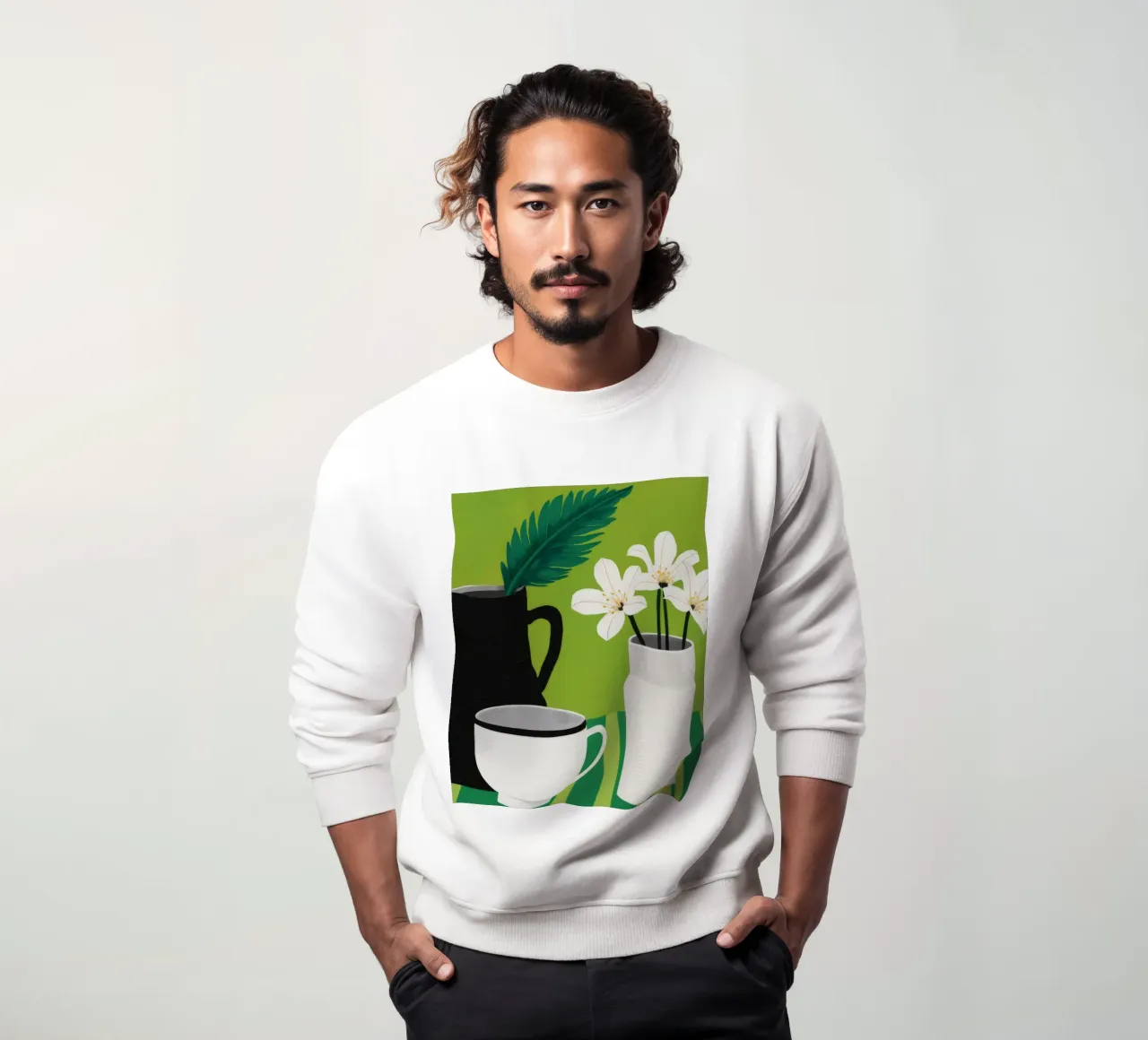 Monochrome Floral Calm sweatshirt by Moonlite Desire