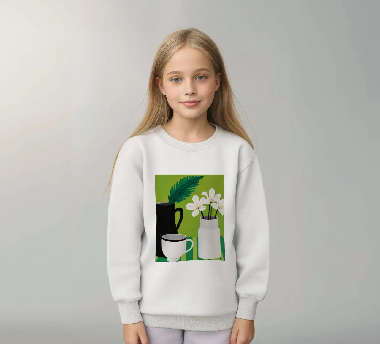 Monochrom Floral Calm Kinder Sweatshirt von Moonlite Desire