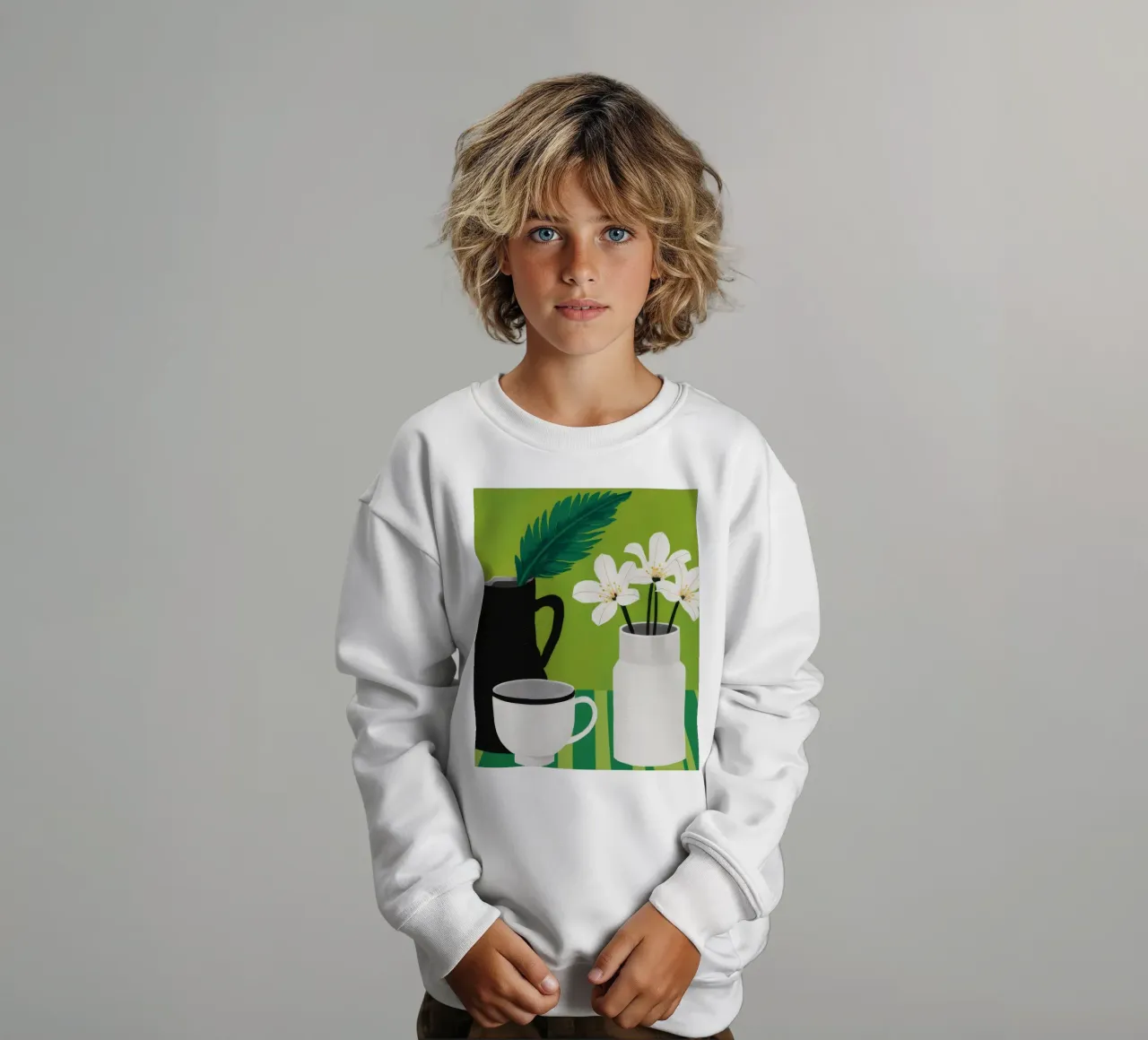 Monochrom Floral Calm Kinder Sweatshirt von Moonlite Desire