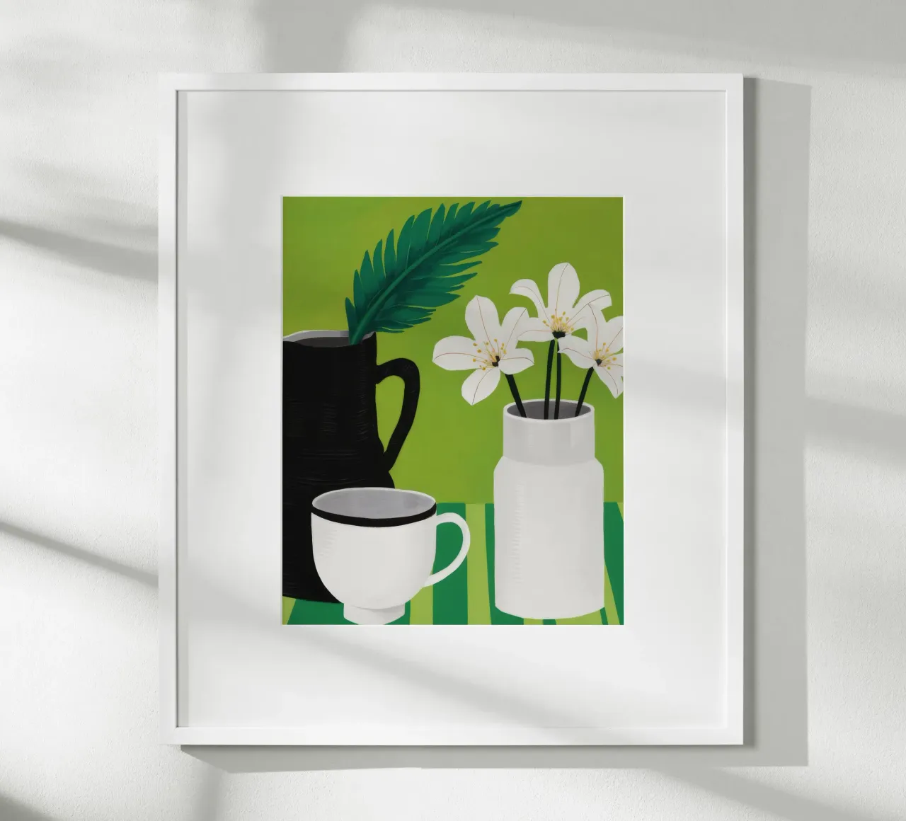 Calma floreale monocromatica poster con telaio in legno da Moonlite Desire
