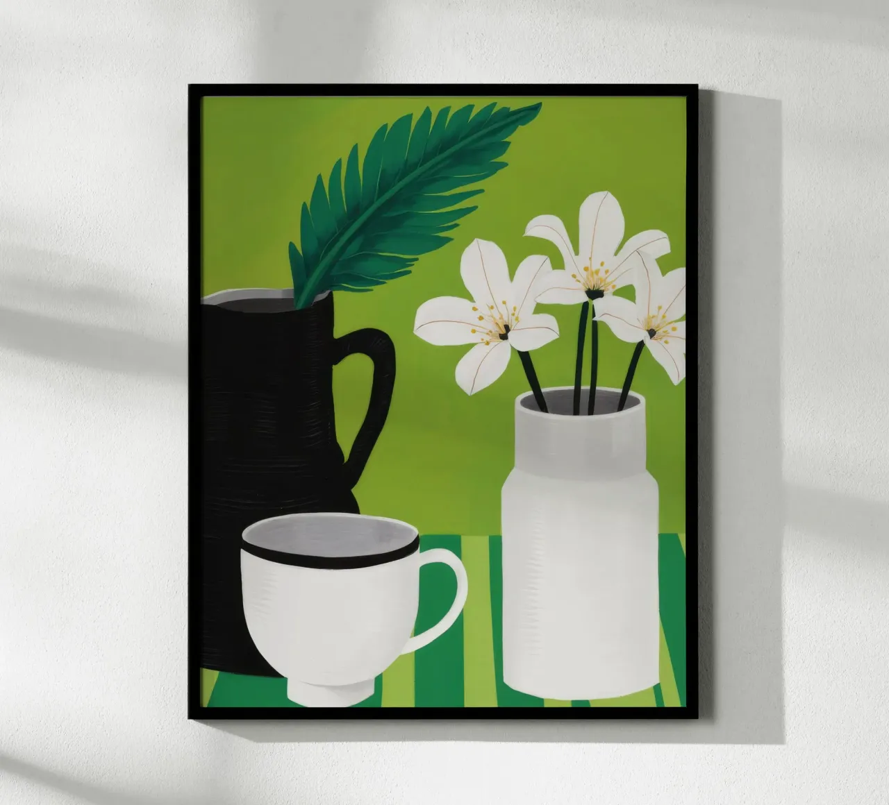 Calma floreale monocromatica poster con telaio in legno da Moonlite Desire