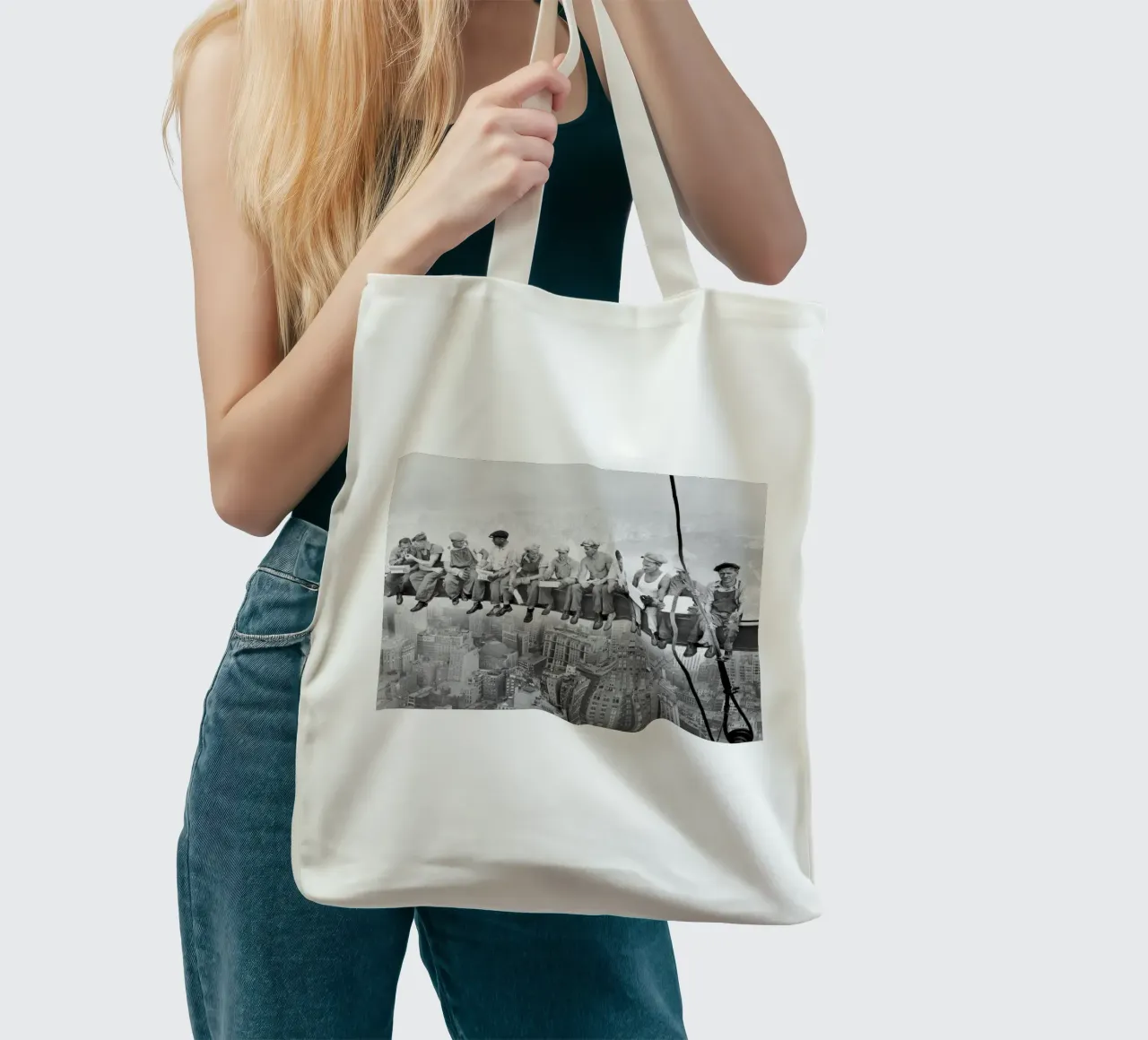 Pranzo in cima a un grattacielo-gigapixel borsa in juta da Greatest Figure