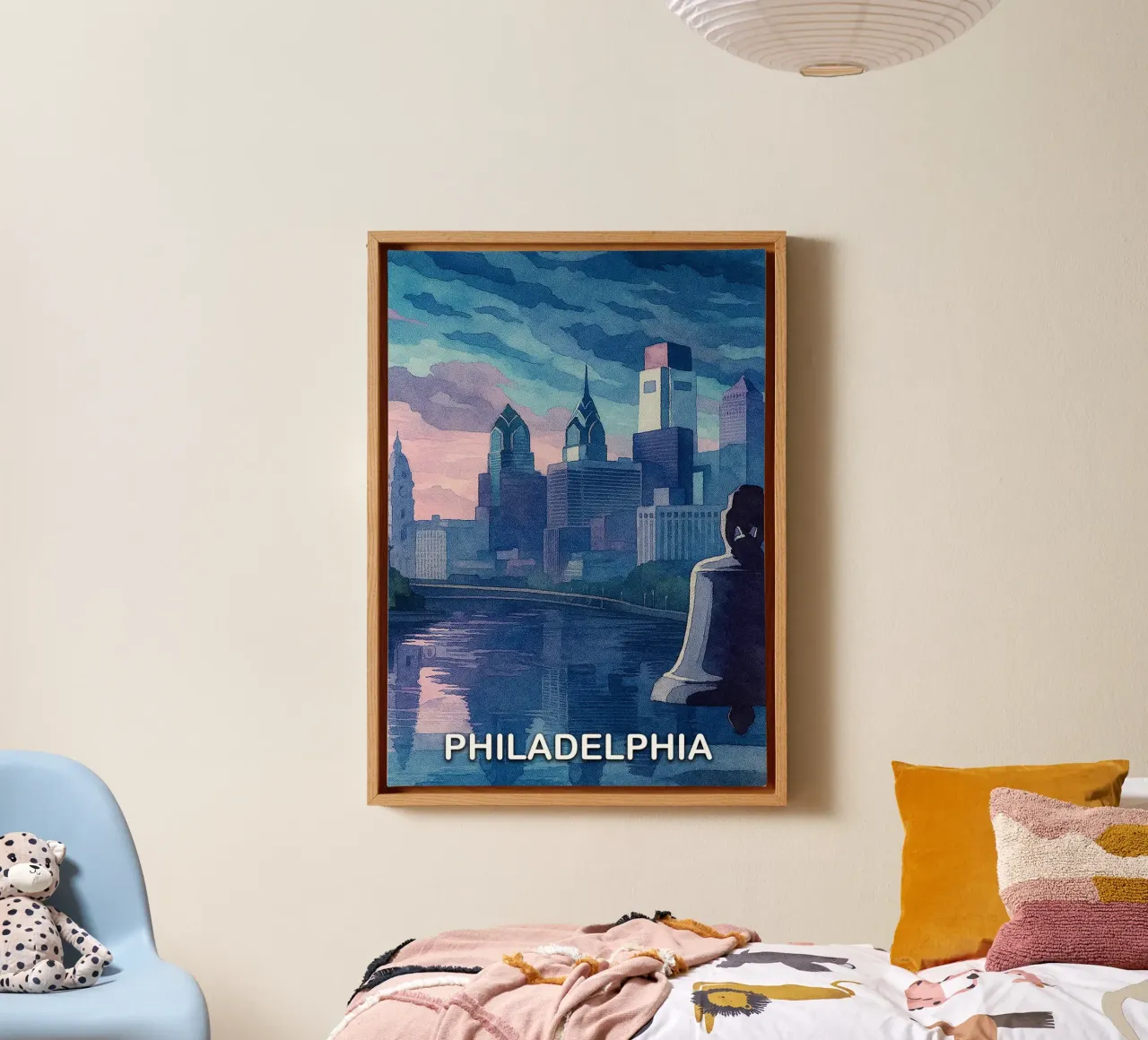 ilustrazione pittorica della città di Philadelphia tela con Cornice a cassetta da Allghaniz