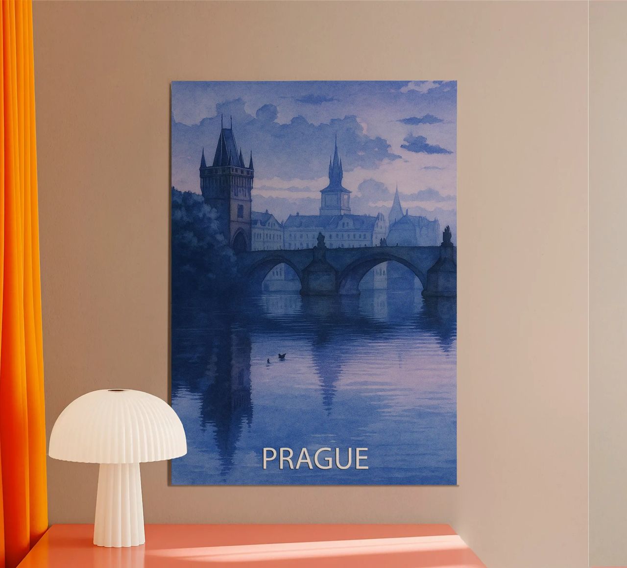 peinture de la ville de prague ilustration poster de Allghaniz