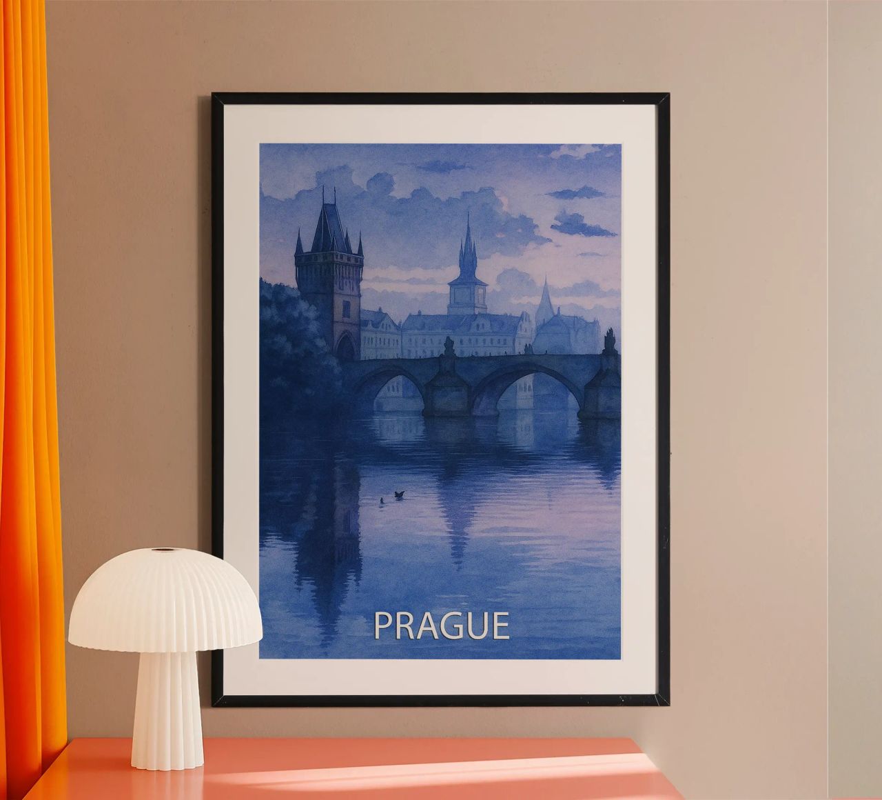 peinture de la ville de prague ilustration poster de Allghaniz