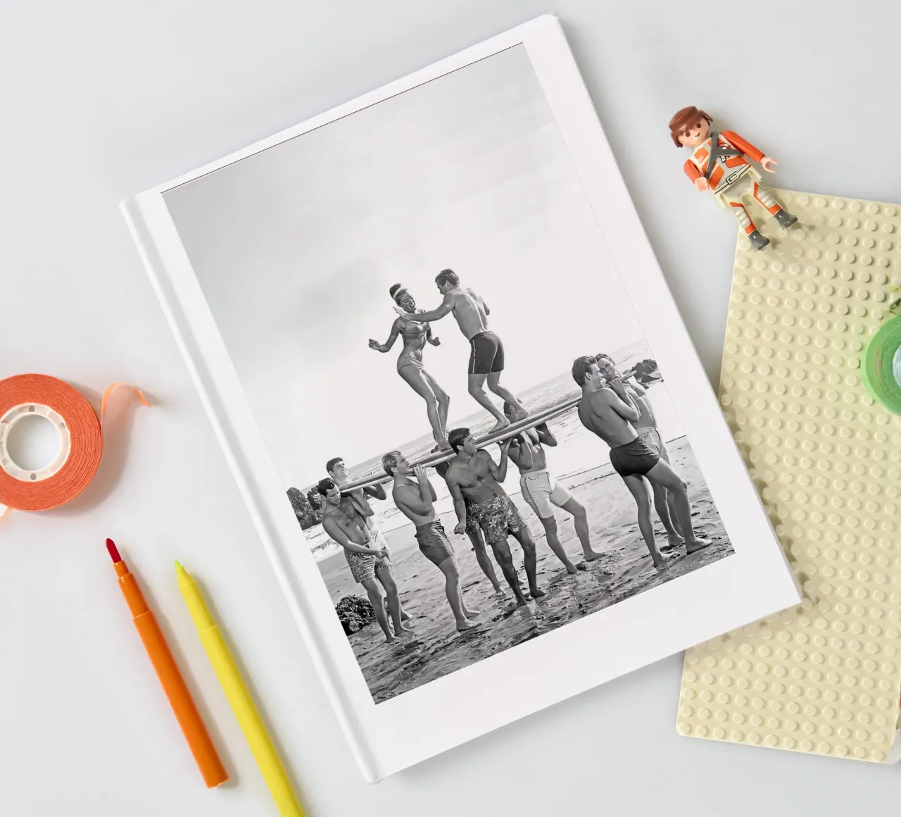 Party on a Surfboard notebook by Black And White