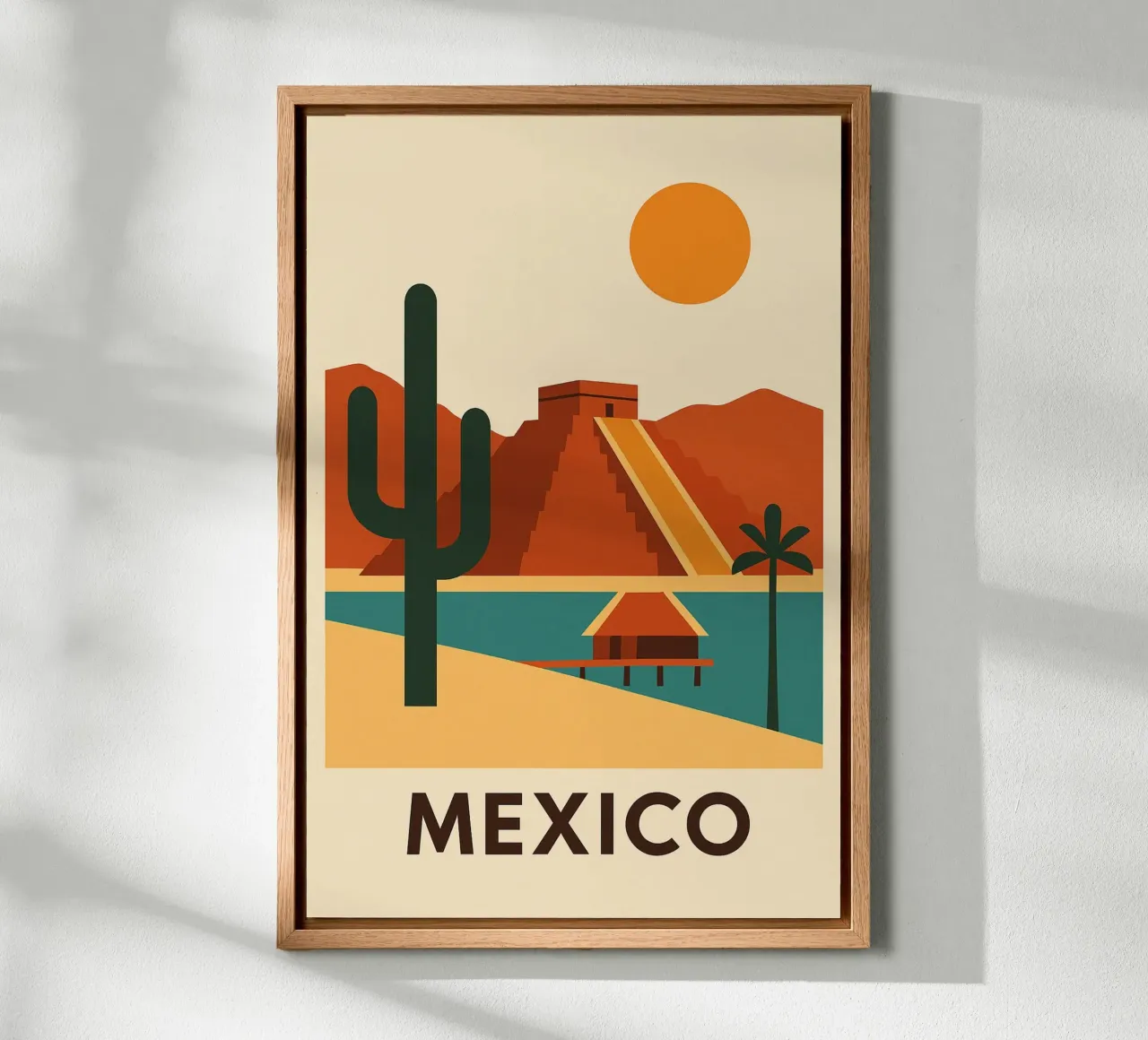 Grafica e solare Messico tela con Cornice a cassetta da JETLAG | affiches voyage