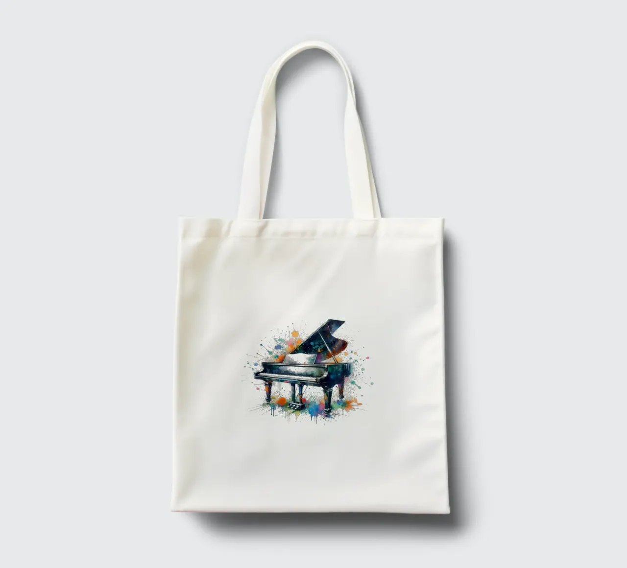 Pianoforte a coda con schizzi di acquerello borsa in juta da 🎁 ARTVI-SHOP
