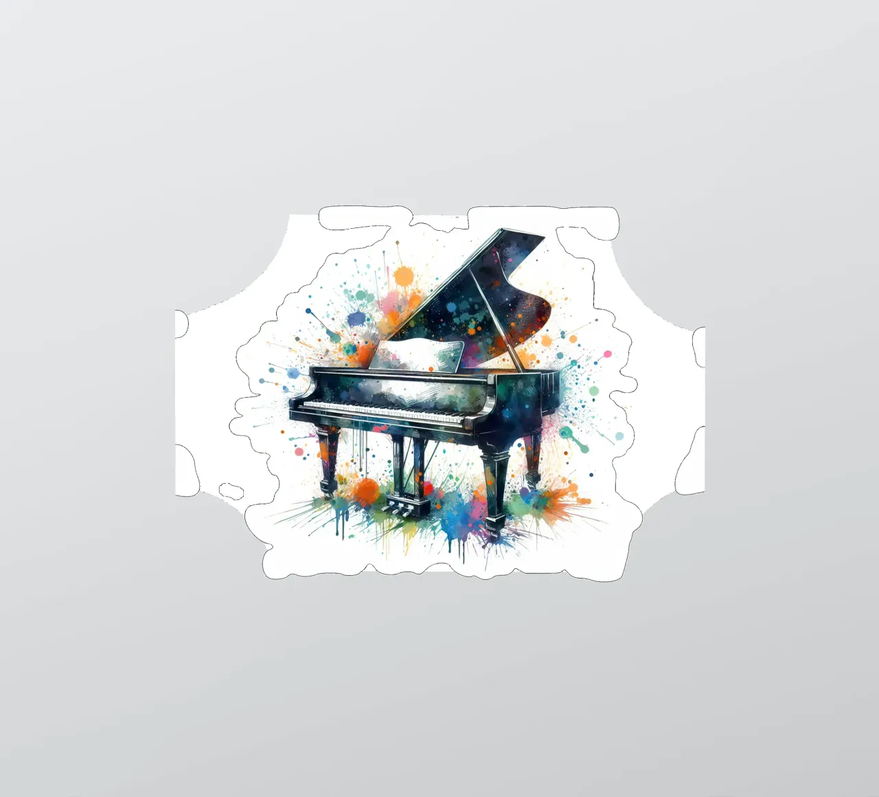 Piano à queue avec éclaboussures d'aquarelle autocollant de 🎁 ARTVI-SHOP
