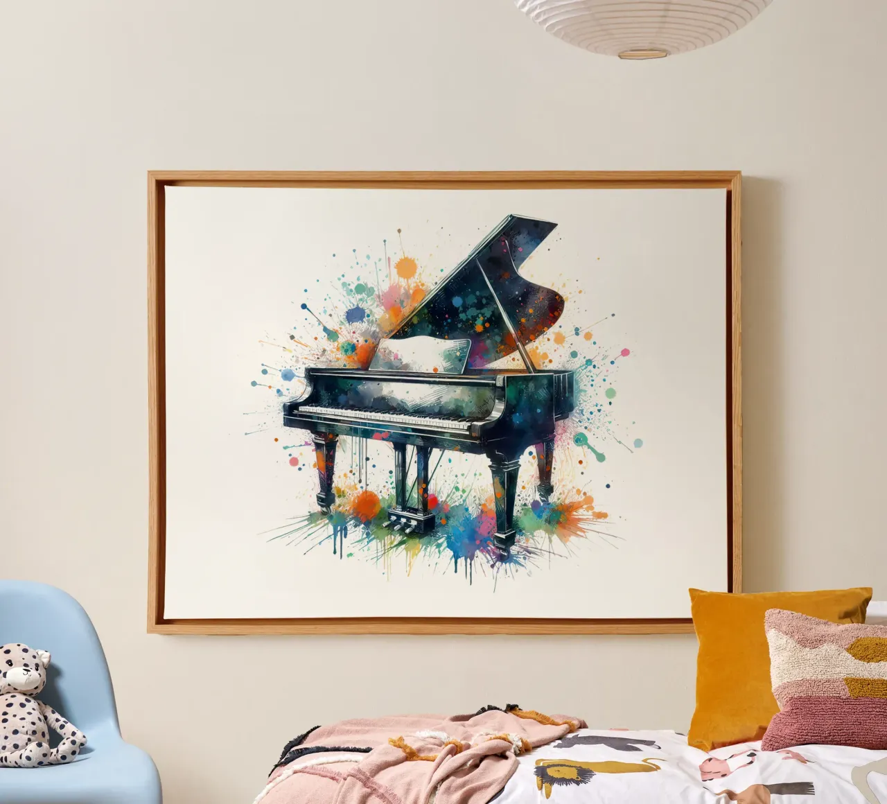 Pianoforte a coda con schizzi di acquerello tela con Cornice a cassetta da 🎁 ARTVI-SHOP