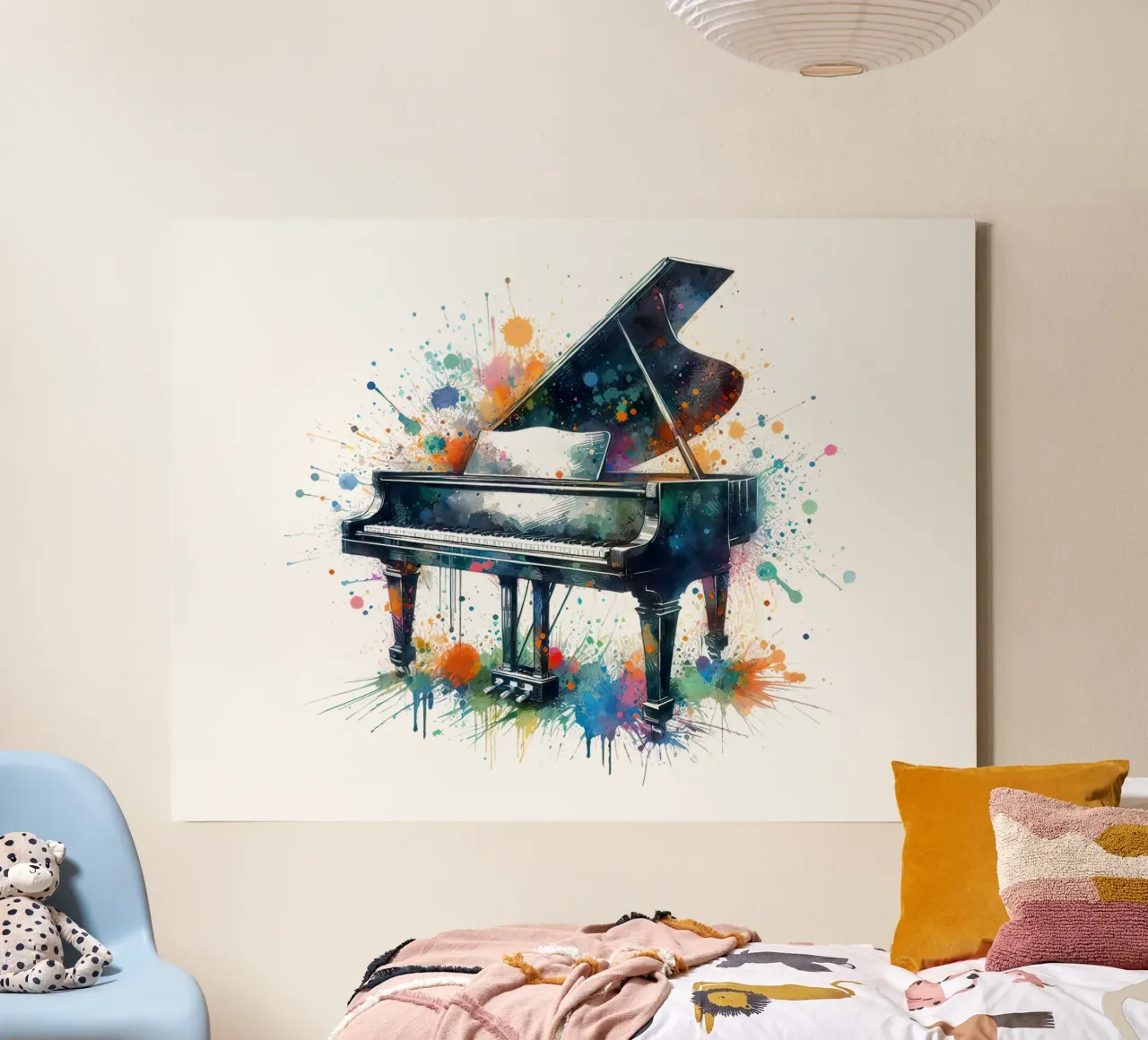 Pianoforte a coda con schizzi di acquerello tela con Cornice a cassetta da 🎁 ARTVI-SHOP
