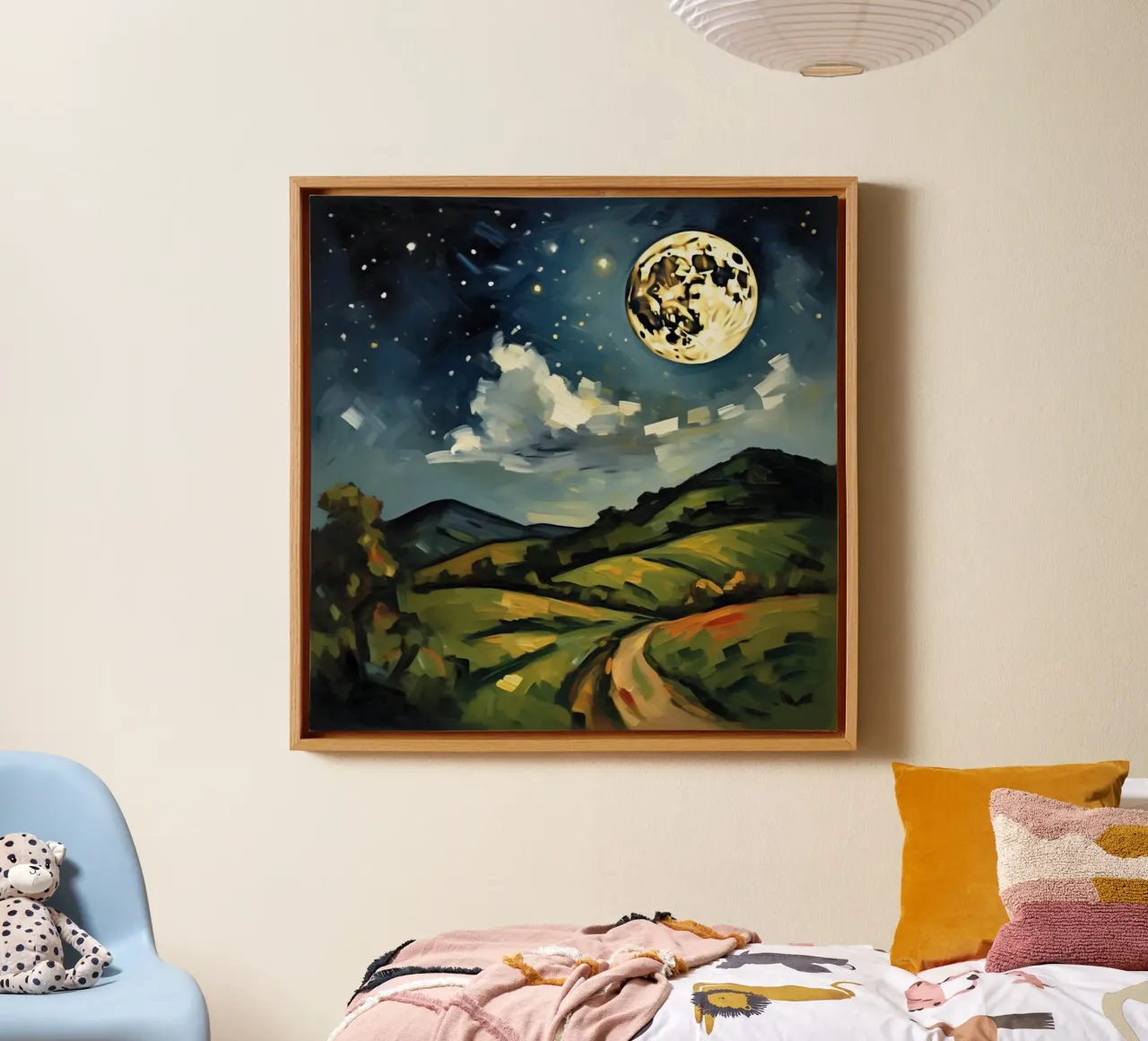 Full Moon and Starry Sky canvas with Floater frame by Earthly Visions