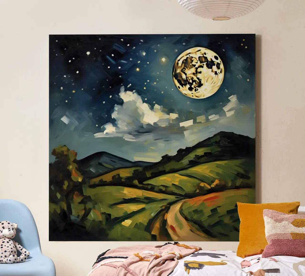 Full Moon and Starry Sky canvas with Floater frame by Earthly Visions