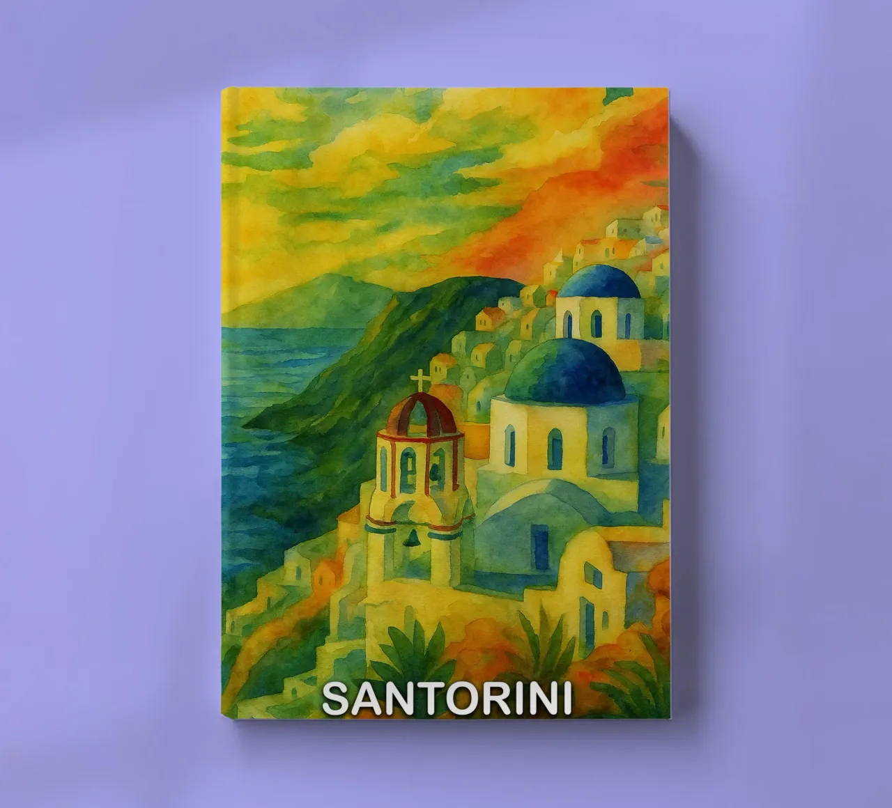Santorini città dipinto ilustrazione diario da Allghaniz