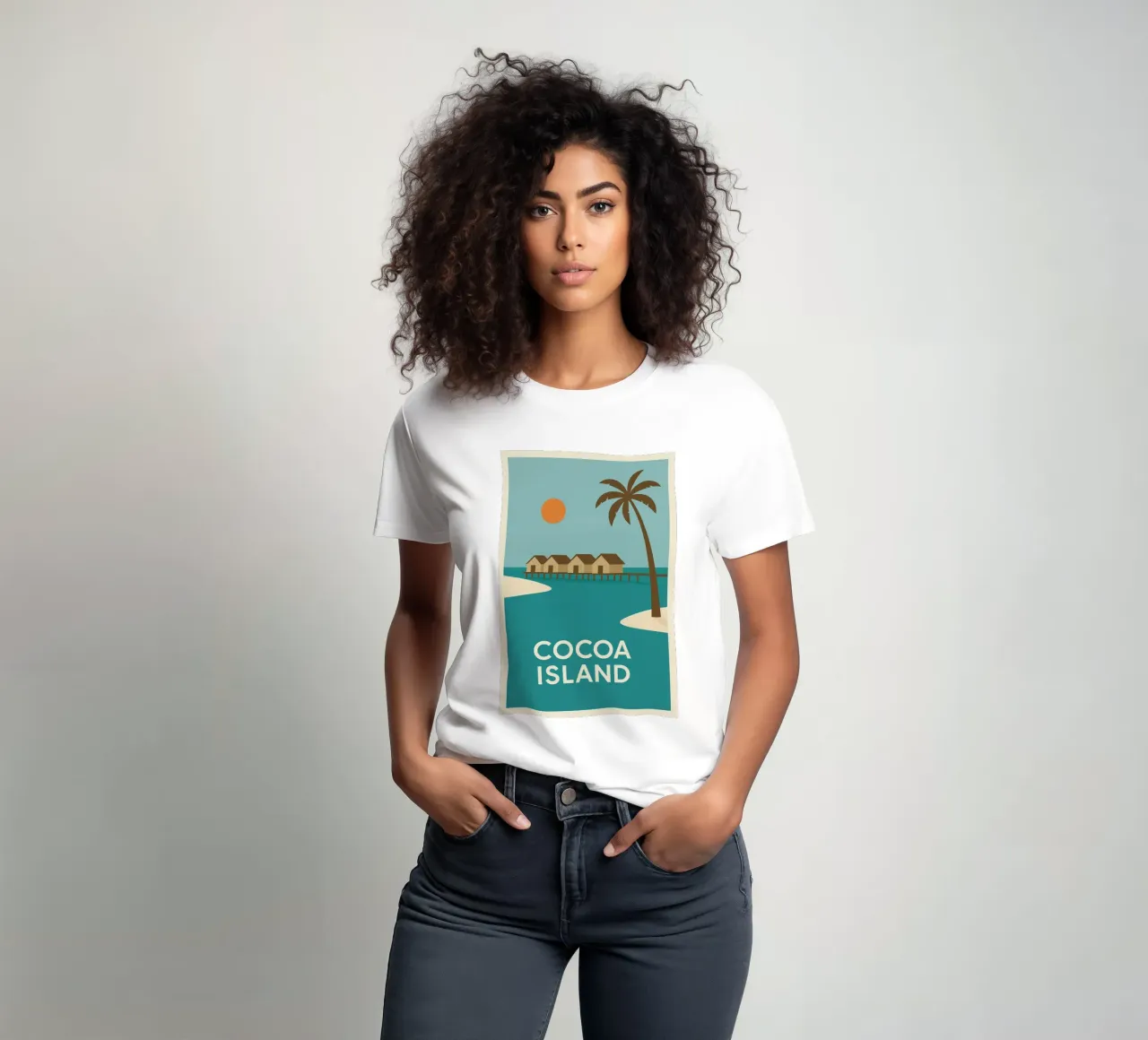 Fuga tropicale sull'isola di Cocoa t-shirt da JETLAG | affiches voyage