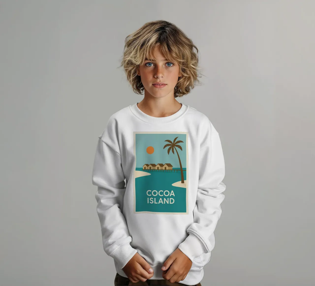 Fuga tropicale sull'isola di Cocoa felpa bambino da JETLAG | affiches voyage