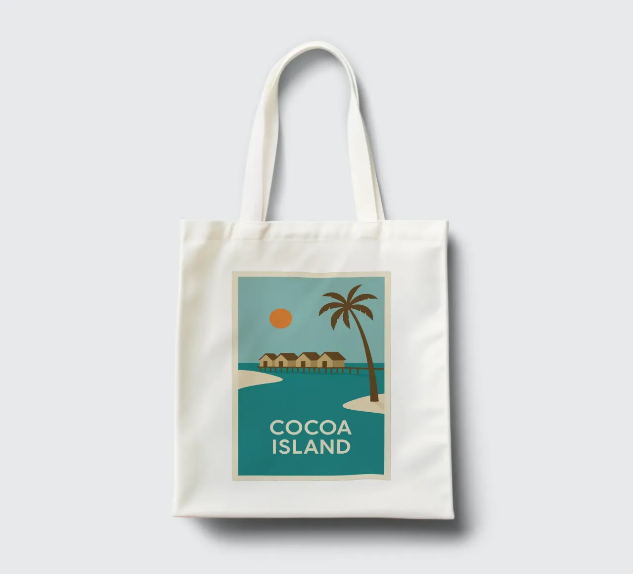 Fuga tropicale sull'isola di Cocoa borsa in juta da JETLAG | affiches voyage