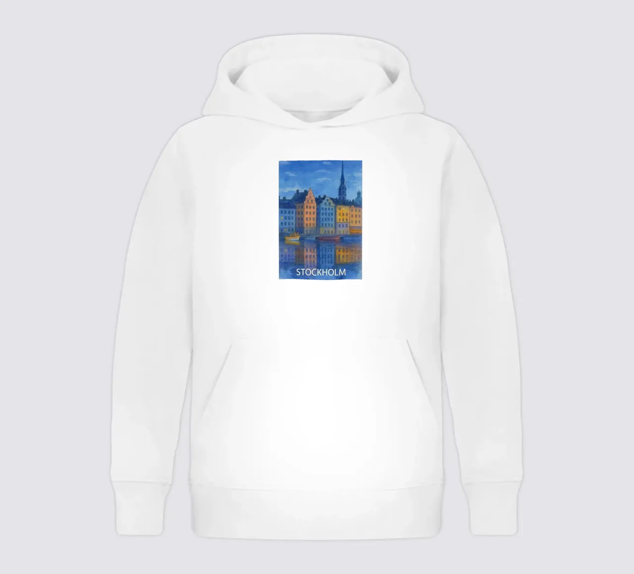 stockholm city painting ilustration kids hoodie by Allghaniz